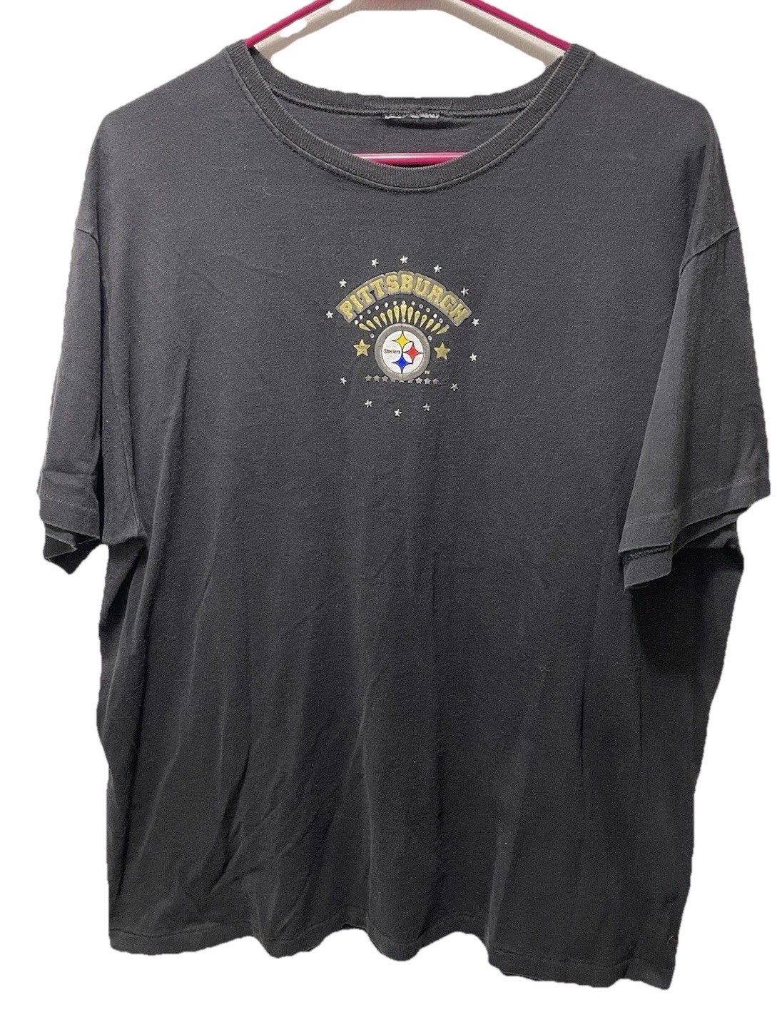 Vintage NFL Pittsburgh Steelers Black T-Shirt Single Stitch 90s No Brand