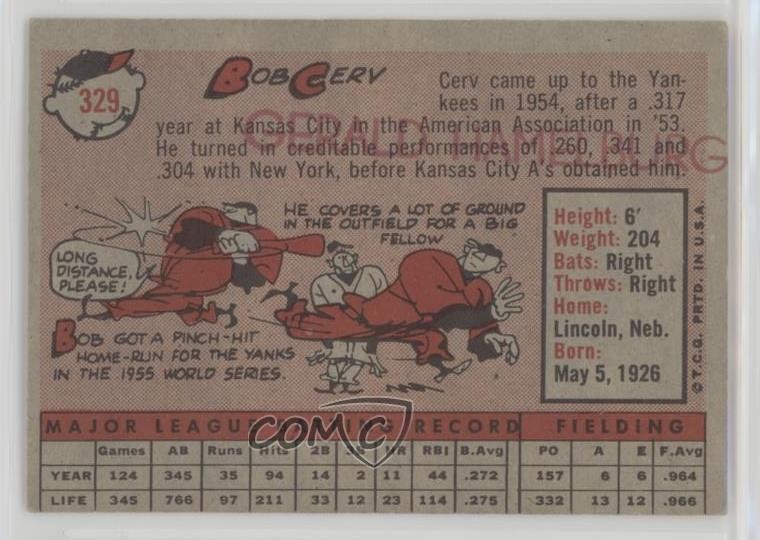 1958 Topps Bob Cerv #329 1s7