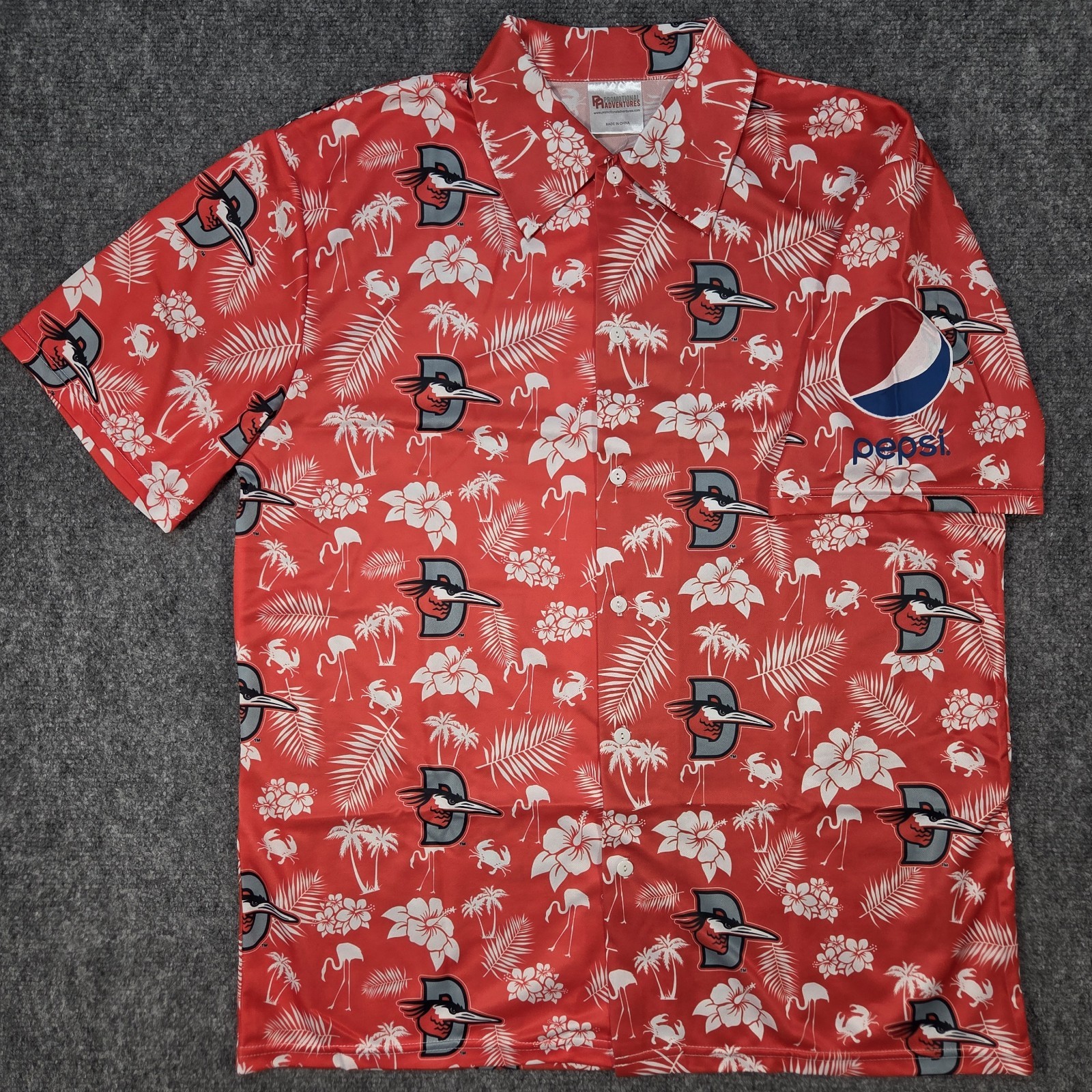 Delmarva Shorebirds SGA Shirt Mens Large Orange Hawaiian Baseball Giveaway MiLB