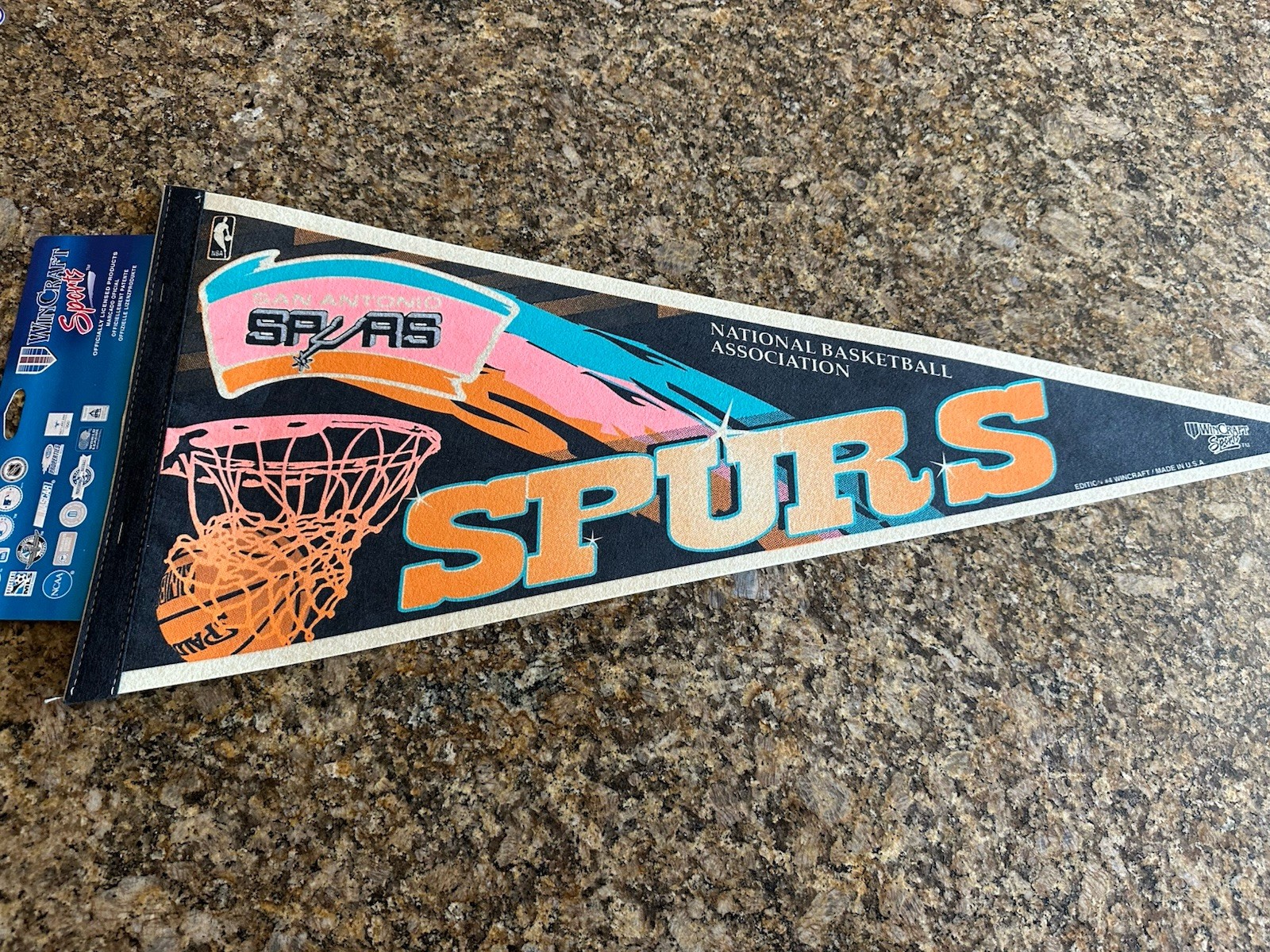 VINTAGE SAN ANTONIO SPURS NBA PENNANT WINCRAFT FLAG *See Details*