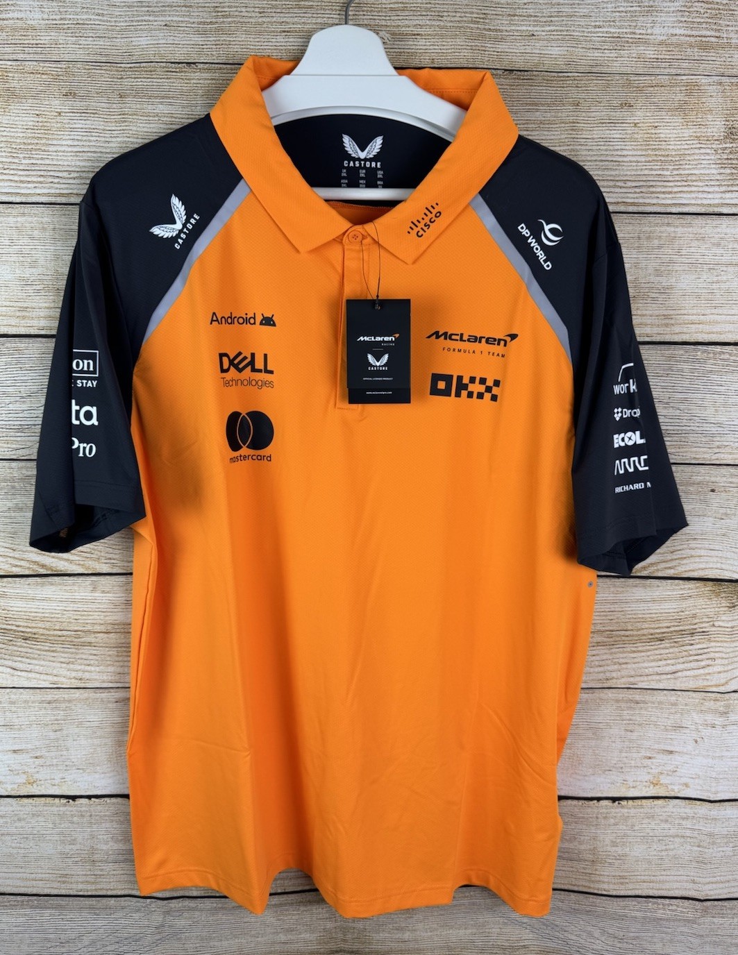 New McLaren Formula 1 Mens XL 2XL Team 2025 Polo Shirt Castore Papaya Orange F1