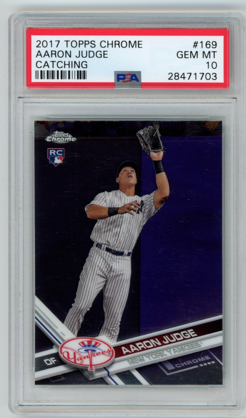 Aaron Judge 2017 Topps Chrome Catching Rookie PSA 10 GEM MT #169 Yankees RC