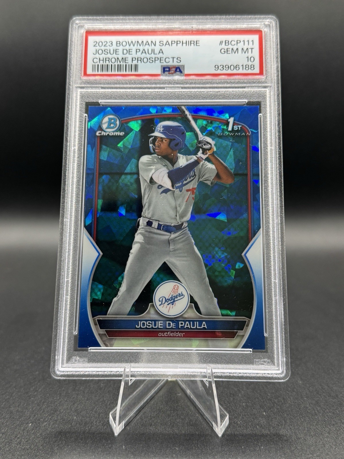 2023 Bowman Sapphire Josue De Paula 1st PSA 10 GEM #BCP-111 Los Angeles Dodgers