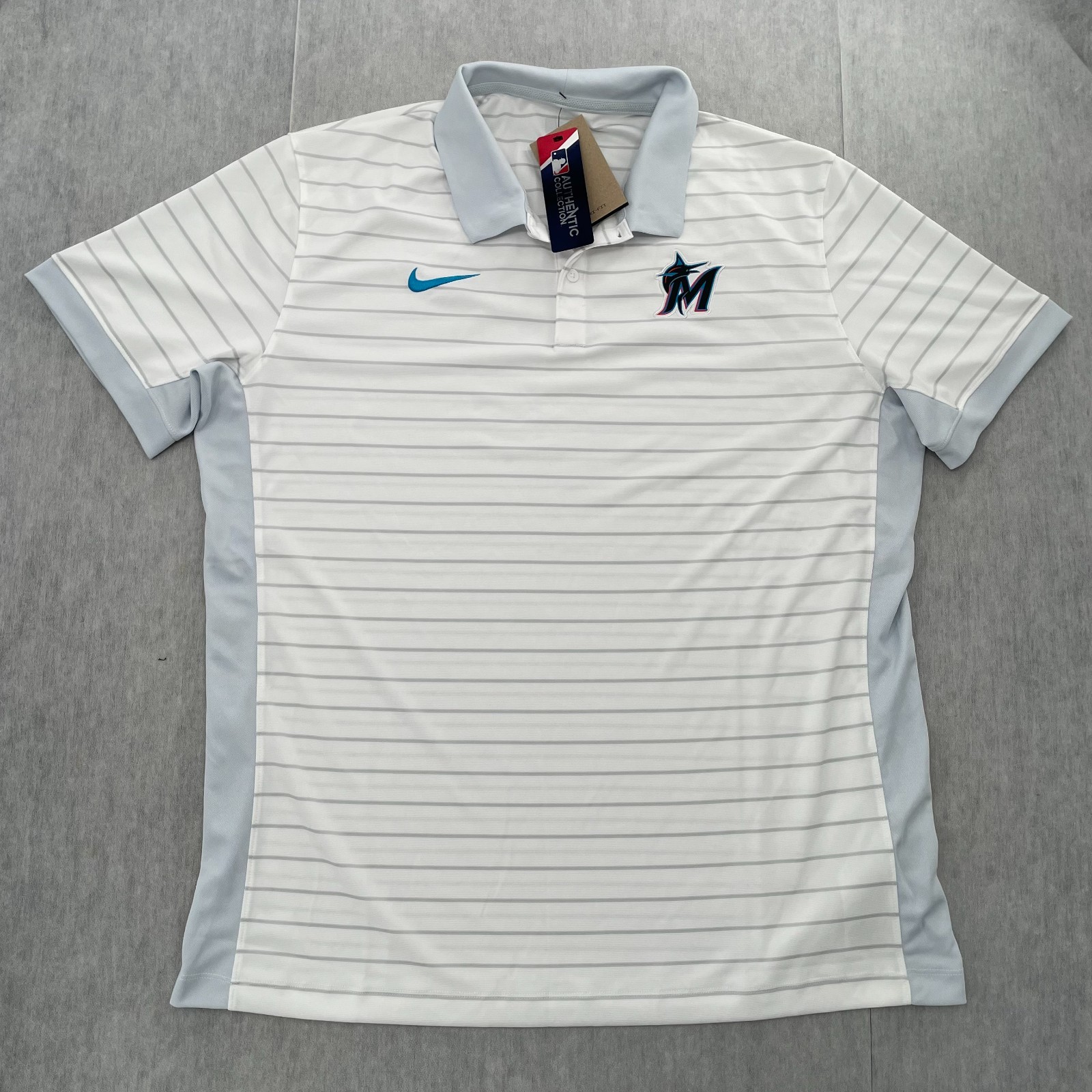 Miami Marlins Shirt Adult XL White Polo Nike Authentic Collection MLB Baseball