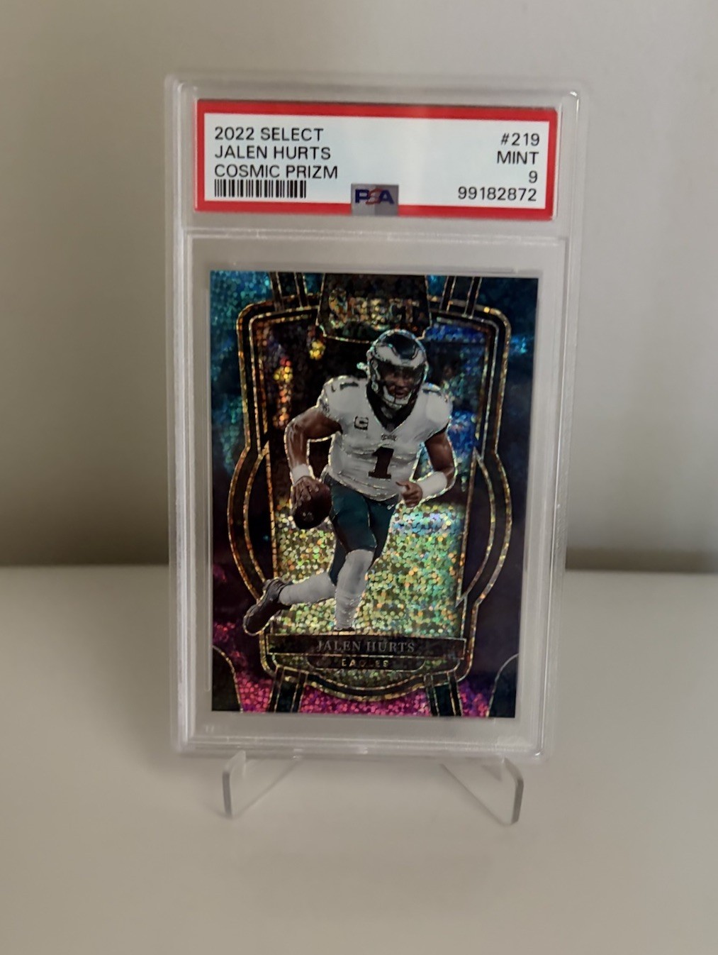 Panini 2022 Select Jalen Hurts Club Level Cosmic Prizm #219 PSA 9 Eagles