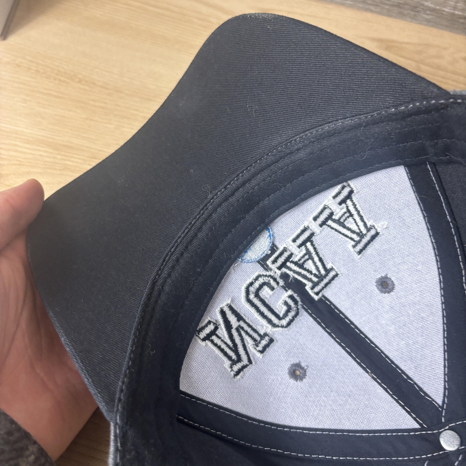 NCAA Hat Cap Strap Back Mens One Size Gray Black NCAA College Sports Embroidered