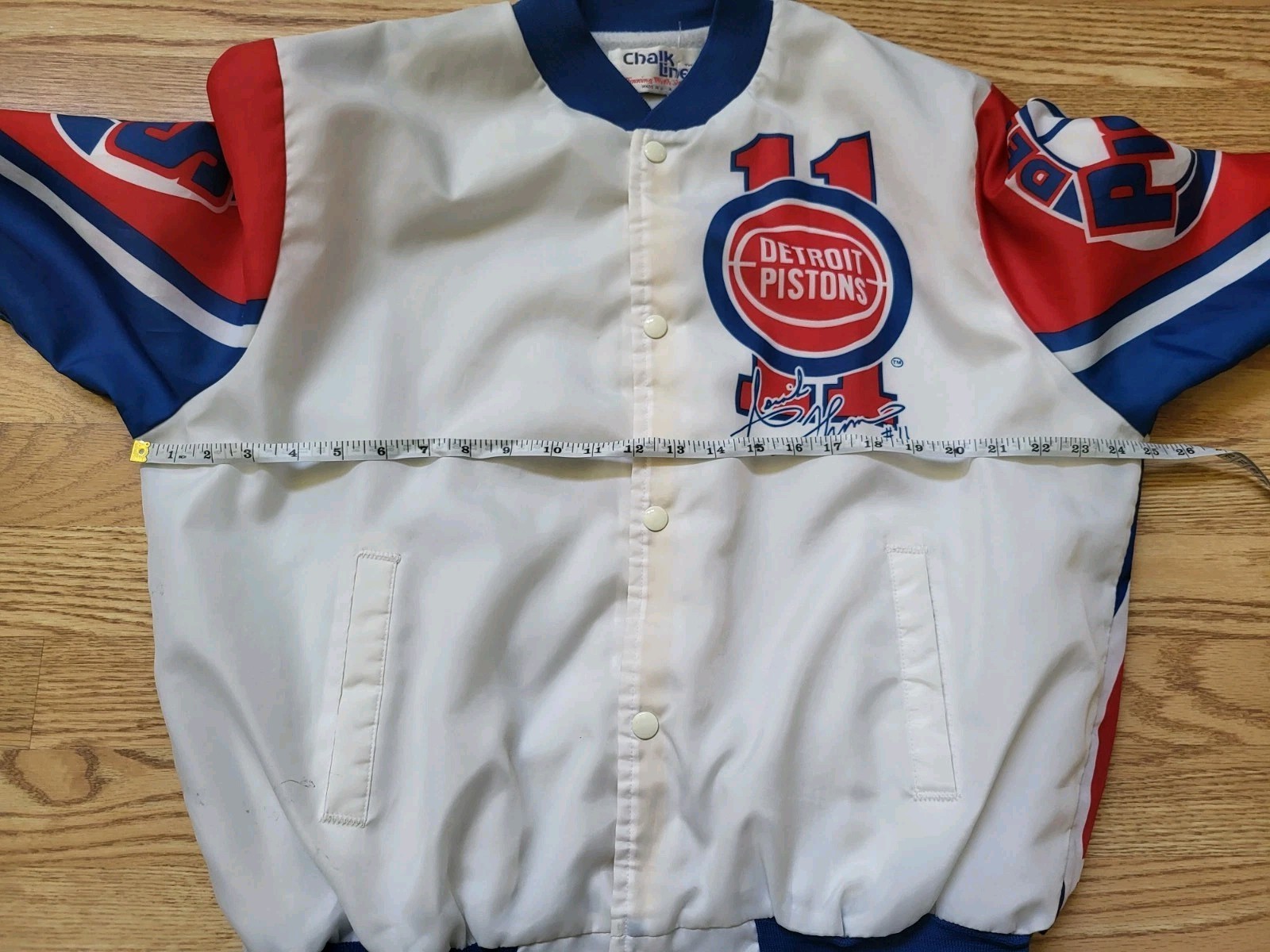 Vintage 90’s NBA Detroit Pistons ISIAH THOMAS Jacket Chalk Line Mens LARGE USA
