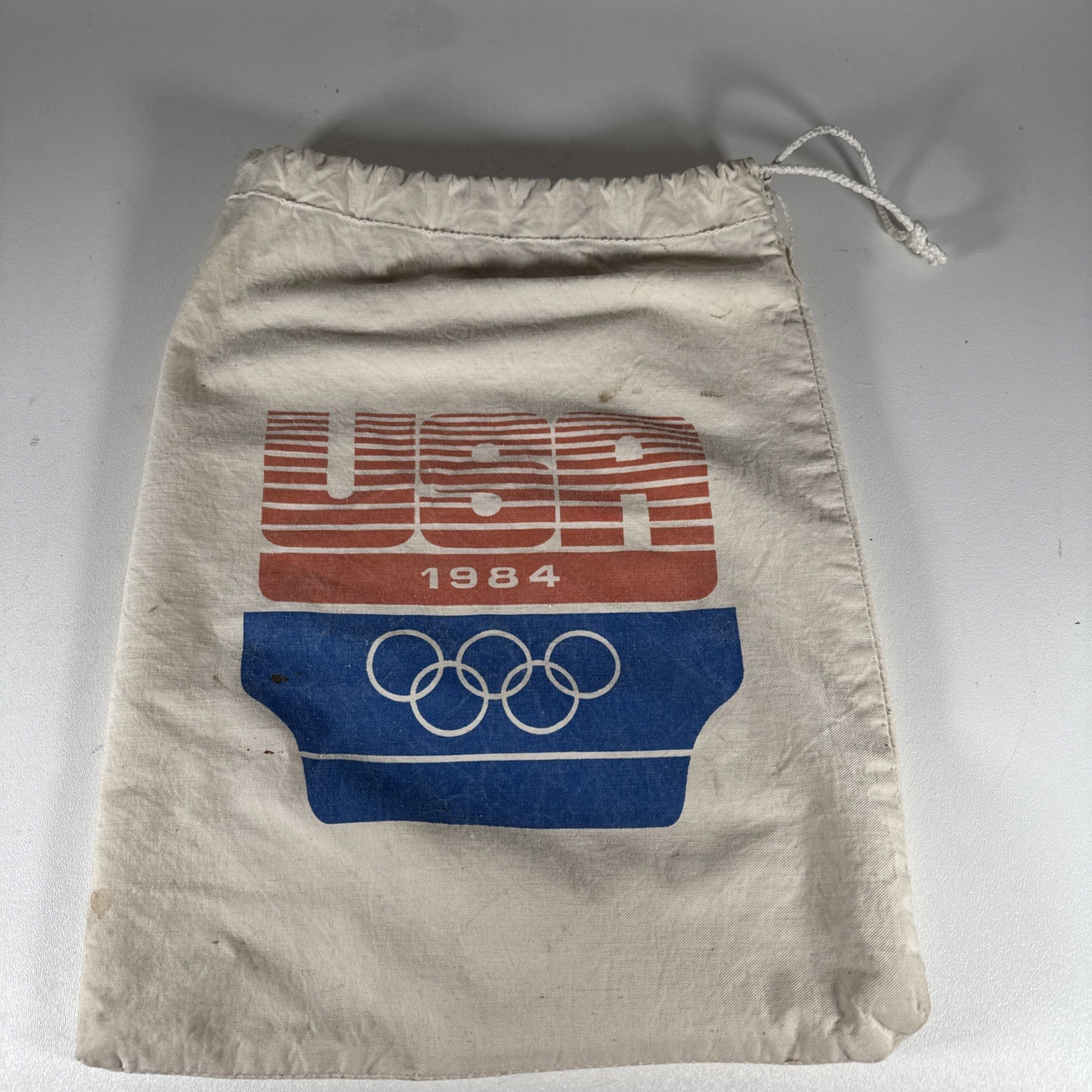 Vintage 1984 USA Olympic Drawstring Bag Red White Blue LA Olympics