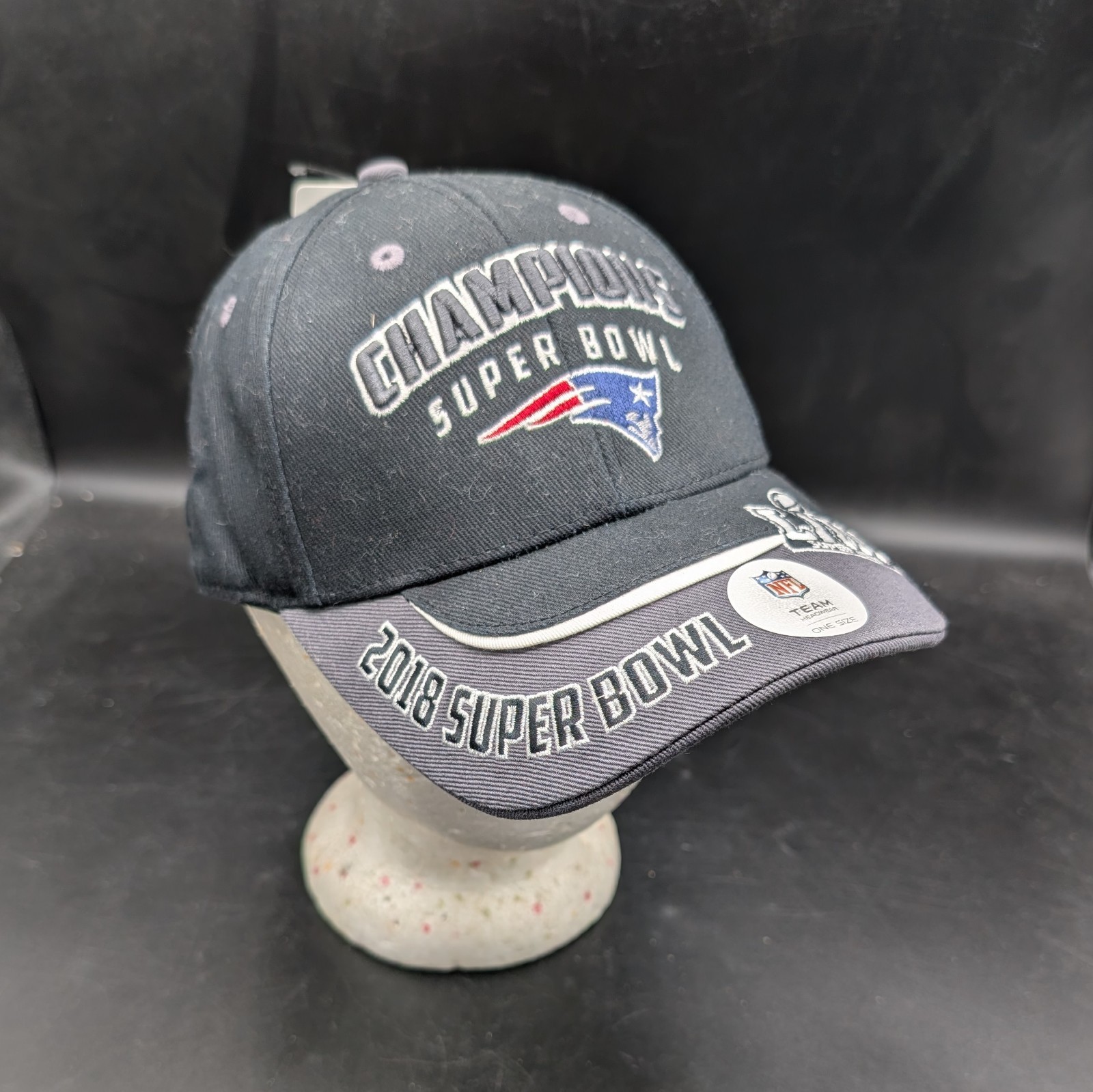 2018 Superbowl Champions Hat Patriots Black/Grey Team Apparel One Size