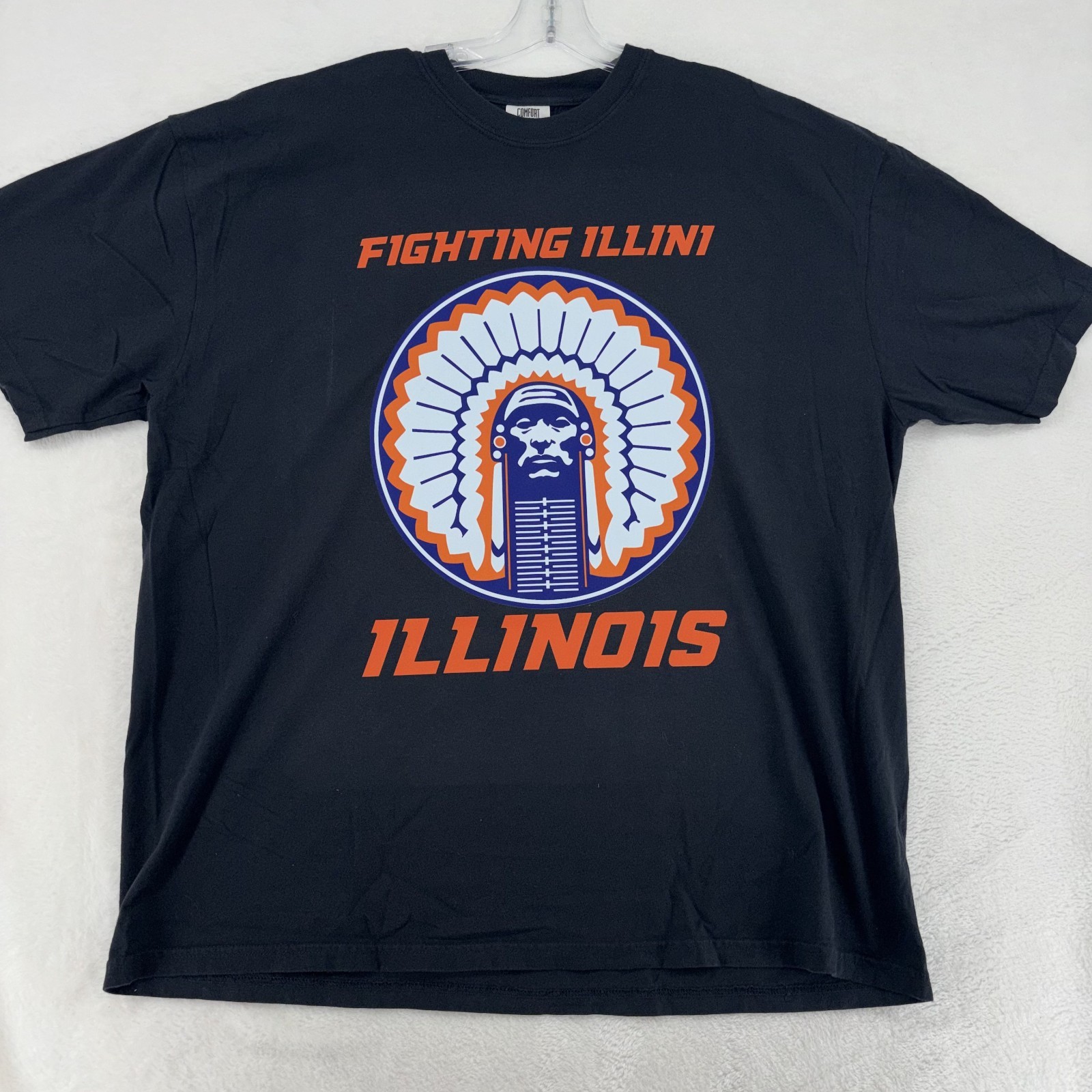 Fighting Illini Chief Illiniwek Comfort Colors T-Shirt Blue,Orange & Black UI