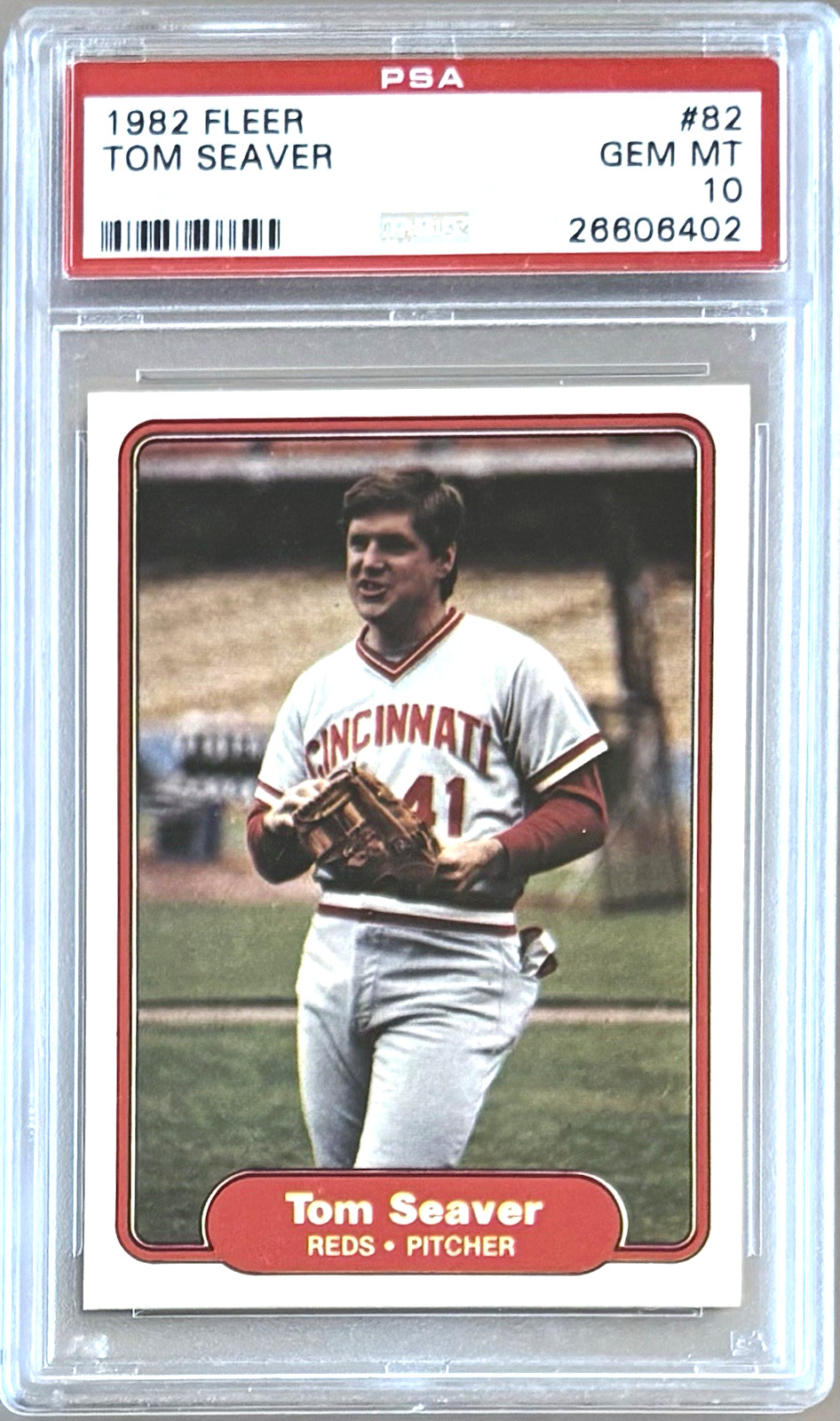 1982 FLEER #82 TOM SEAVER HOF PSA 10 GEM MT REDS