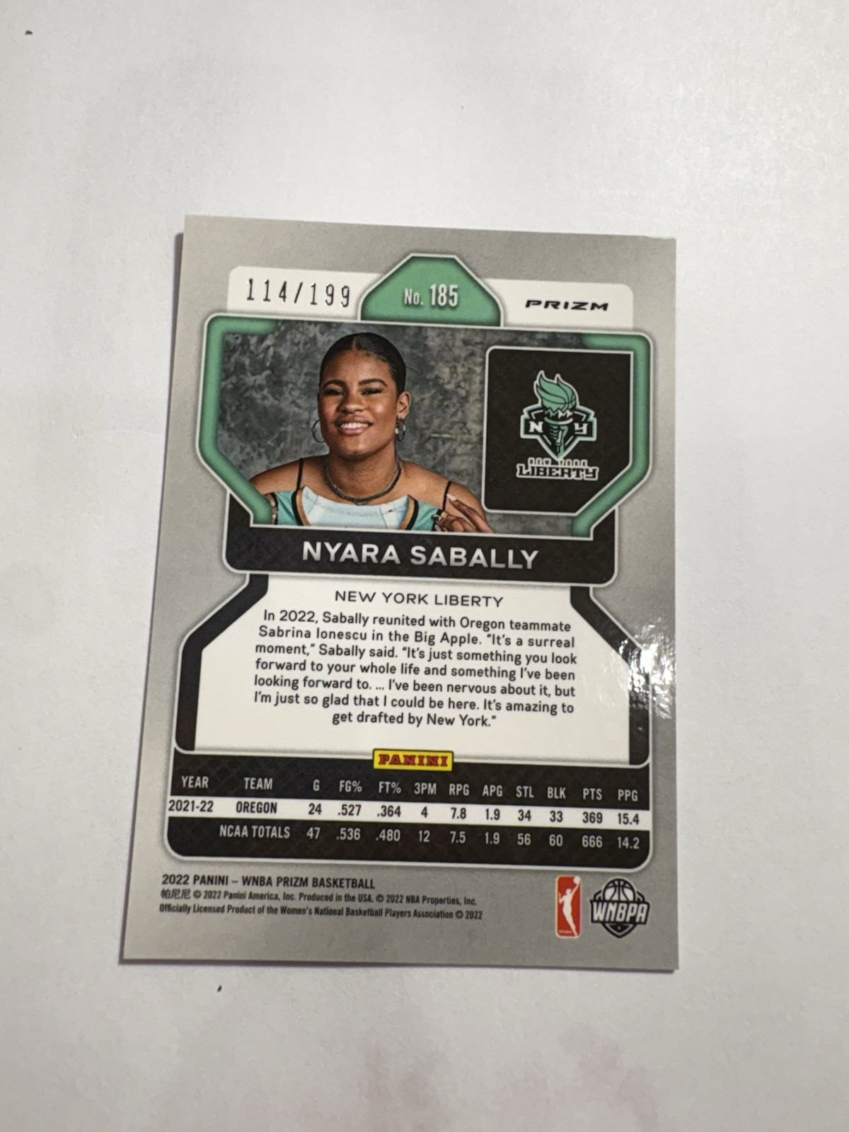 2022 Panini Prizm WNBA – Nyara Sabally #185 Red Prizm /199 (RC)