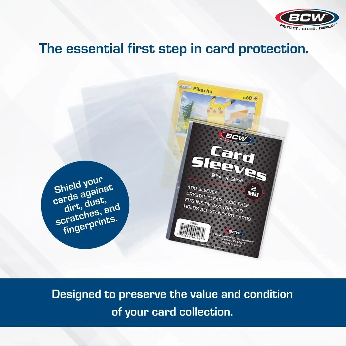 (Pack of 100) 2 5/8 X 3 5/8 BCW Penny Card Sleeves