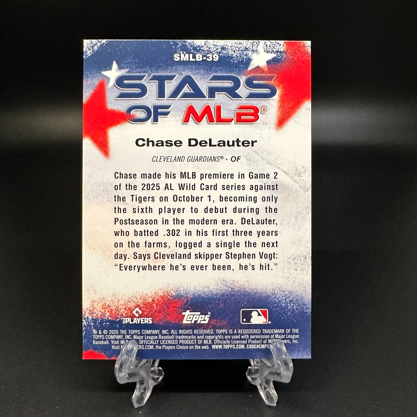 2026 Topps Series 2 -Stars of MLB Chase DeLauter RC #SMLB-39 Guardians