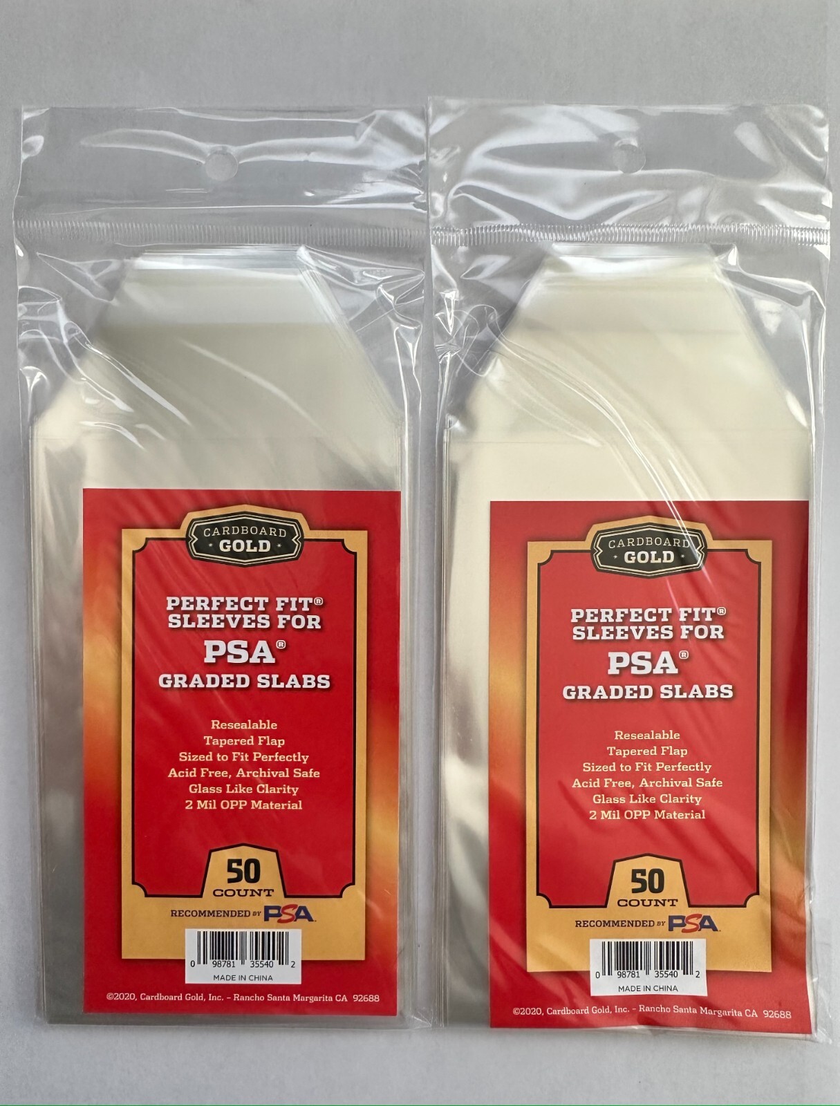 PSA Perfect Fit Sleeves for Graded Slabs PSA Logo 50, 100, 200, 500, 1000