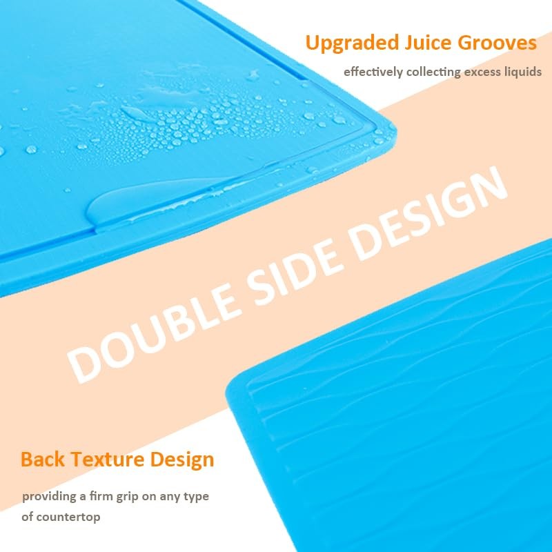 Liflicon Thick Silicone Cutting Board 12.6” x 9.1” 12.6″L x 9.1″W, M-Blue