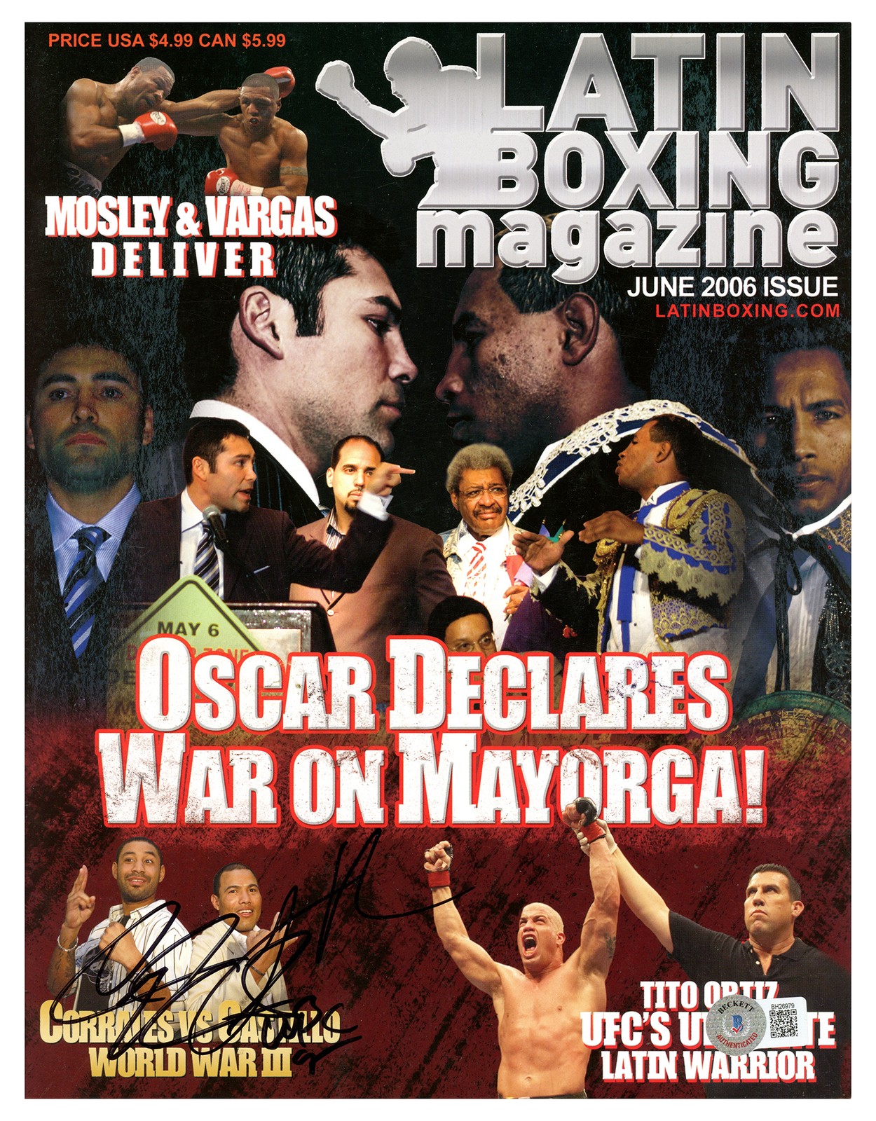 Diego Corrales & Jose Luis Castillo Signed Latin Boxing Magazine Beckett QR