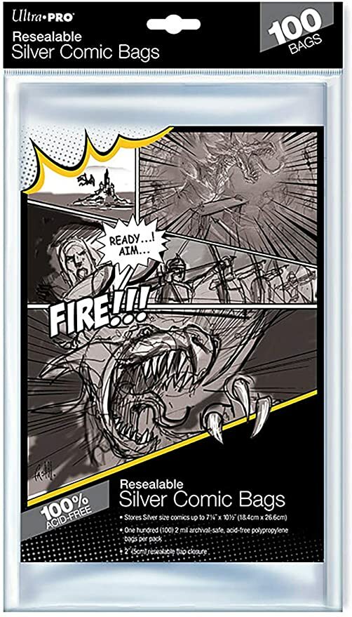 Ultra Pro Resealable Silver Size Comic Bags (100 Acid Free Bags) NEW