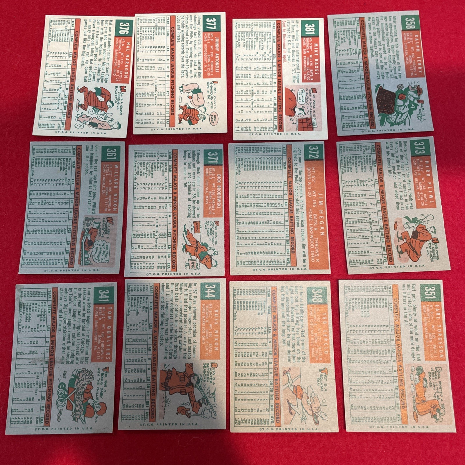 1959 Topps Baseball Lot Of 12 Vintage, Most ex+/nrmt beauty’s