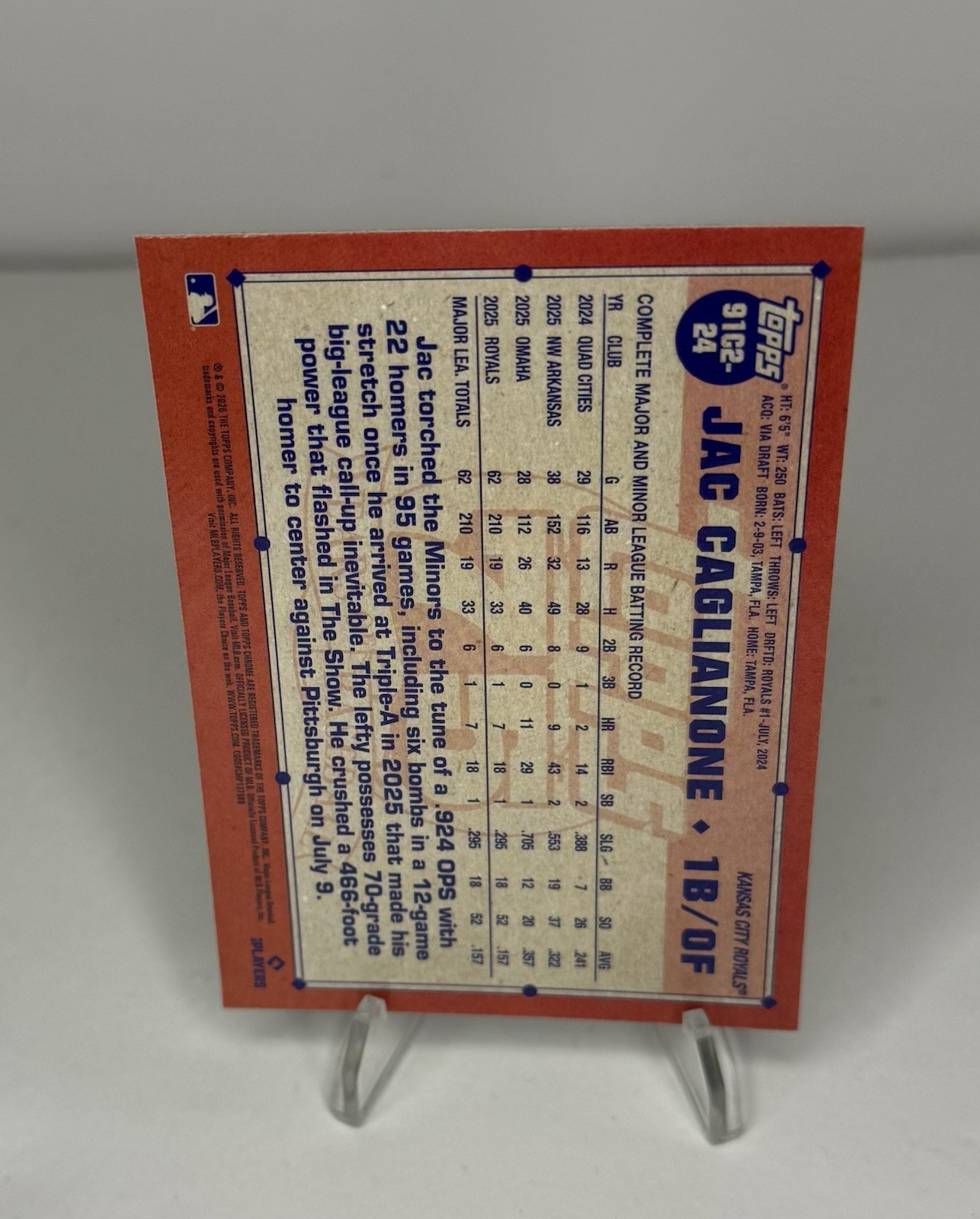 2026 Topps Series 2 1991 Topps Chrome Silver Pack Mojo Jac Caglianone #91C2-24