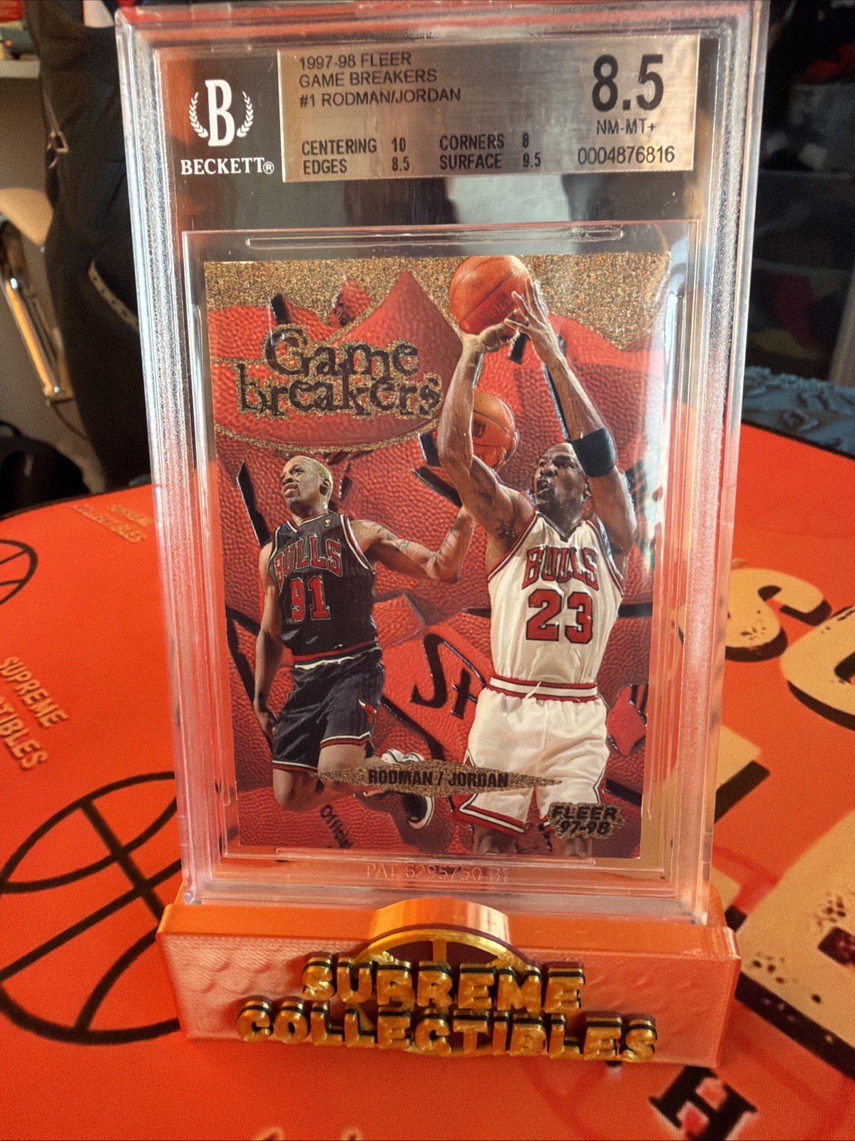 1997-98 Fleer Game Breakers #1 Michael Jordan Dennis Rodman BGS 8.5 Bulls Rare
