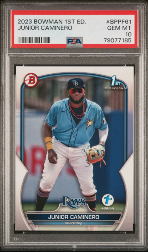 Junior Caminero 2023 Bowman 1st Edition 1st BPPF-61 PSA 10 GEM MT Tampa Rays RC