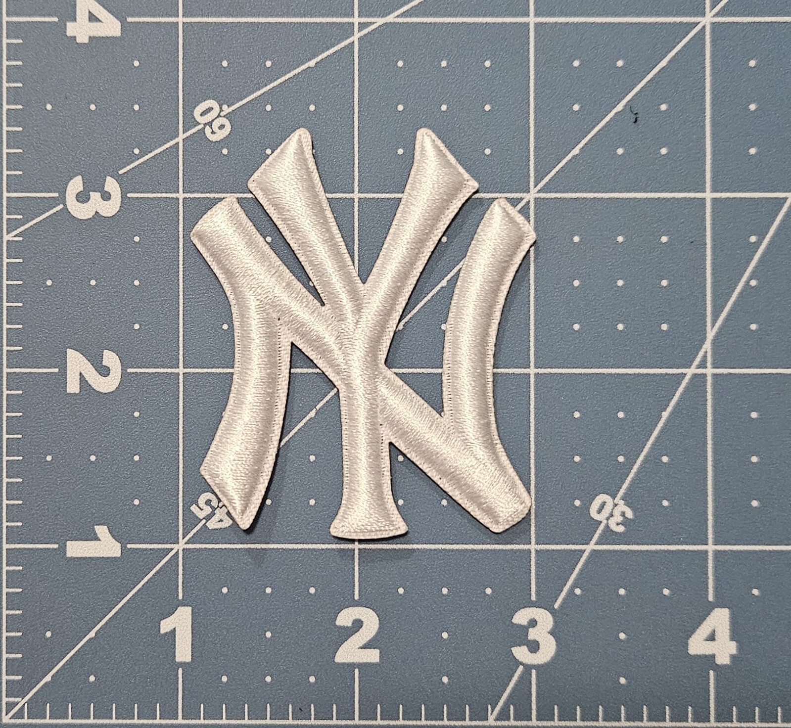 New York Yankees NYY White 3D Depth Logo Embroidered Iron on Patch 2 X 2.3 inch