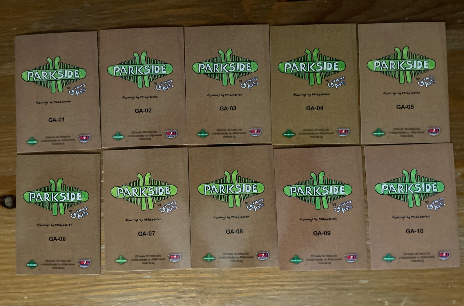 10 Cartoon Lacrosse Cards From The 2019 Parkside Major League Lacrosse Set.