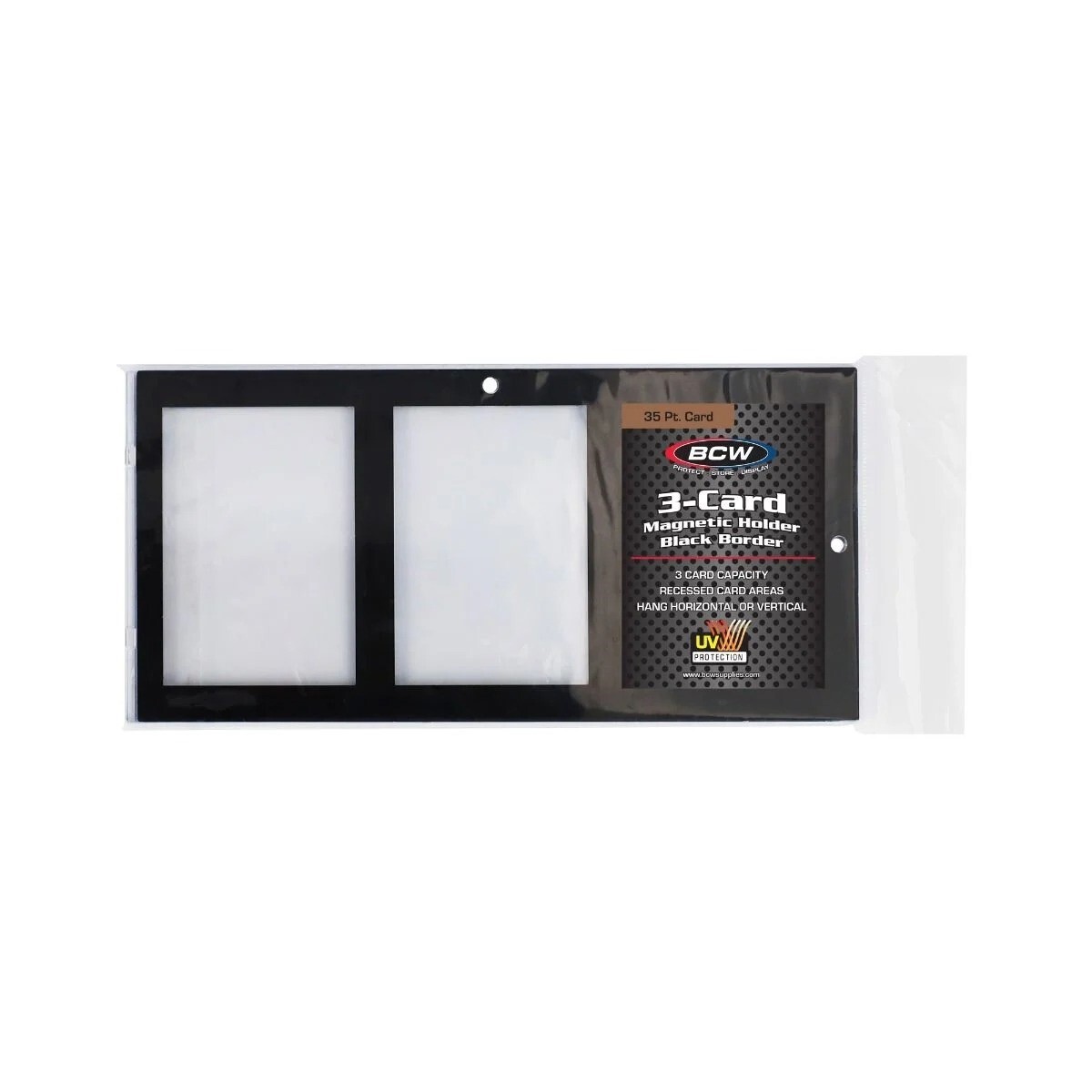 1 BCW 3-Card Magnetic Holder – 35pt Black Border Recessed UV Protection Case New