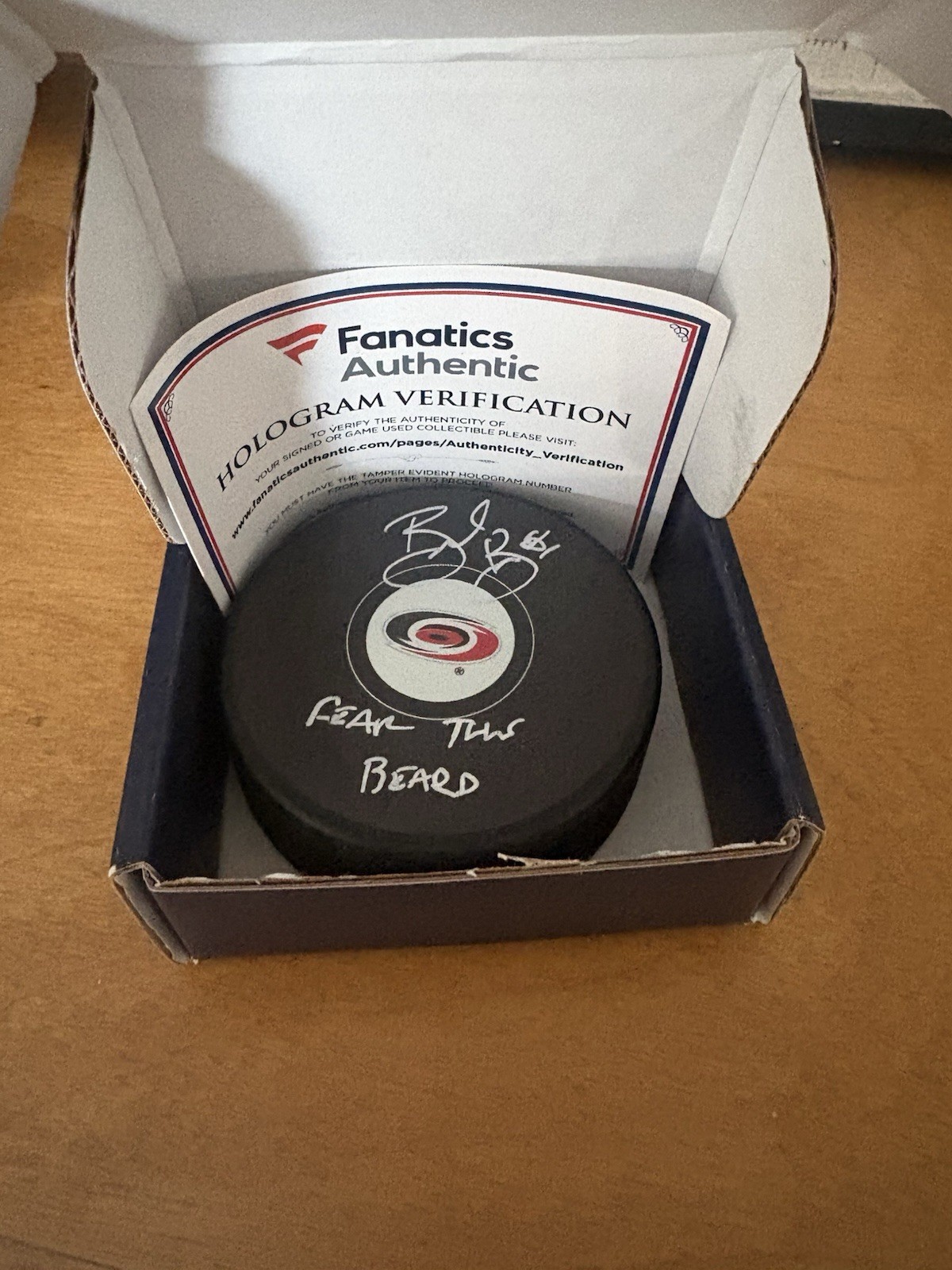 Brent Burns Signed Carolina Hurricanes NHL Hockey Puck Fanatics Authentic COA