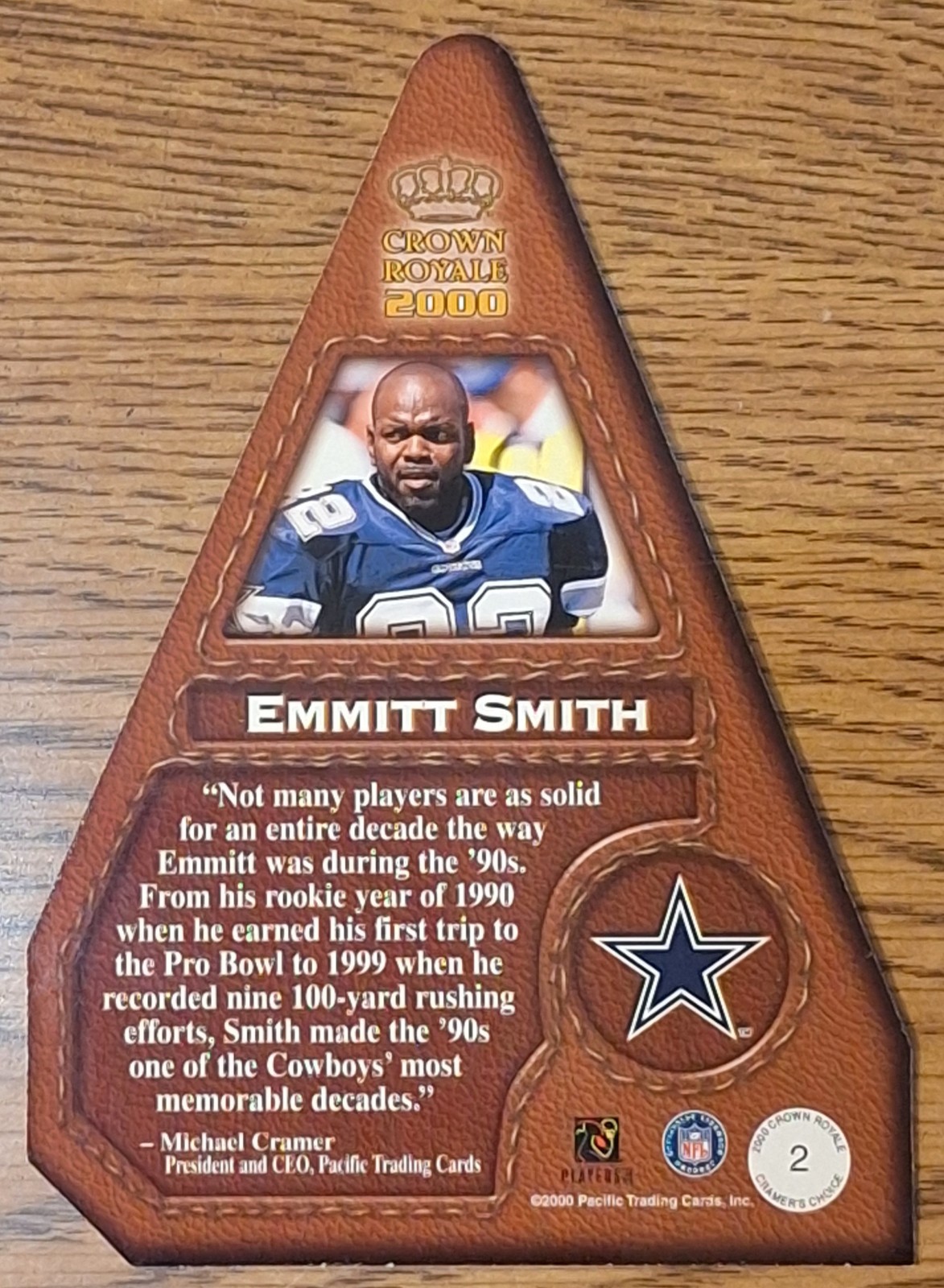 Emmitt Smith Cowboys 2000 Crown Royale Cramer’s Choice Holofoil Die-Cut Jumbo #2