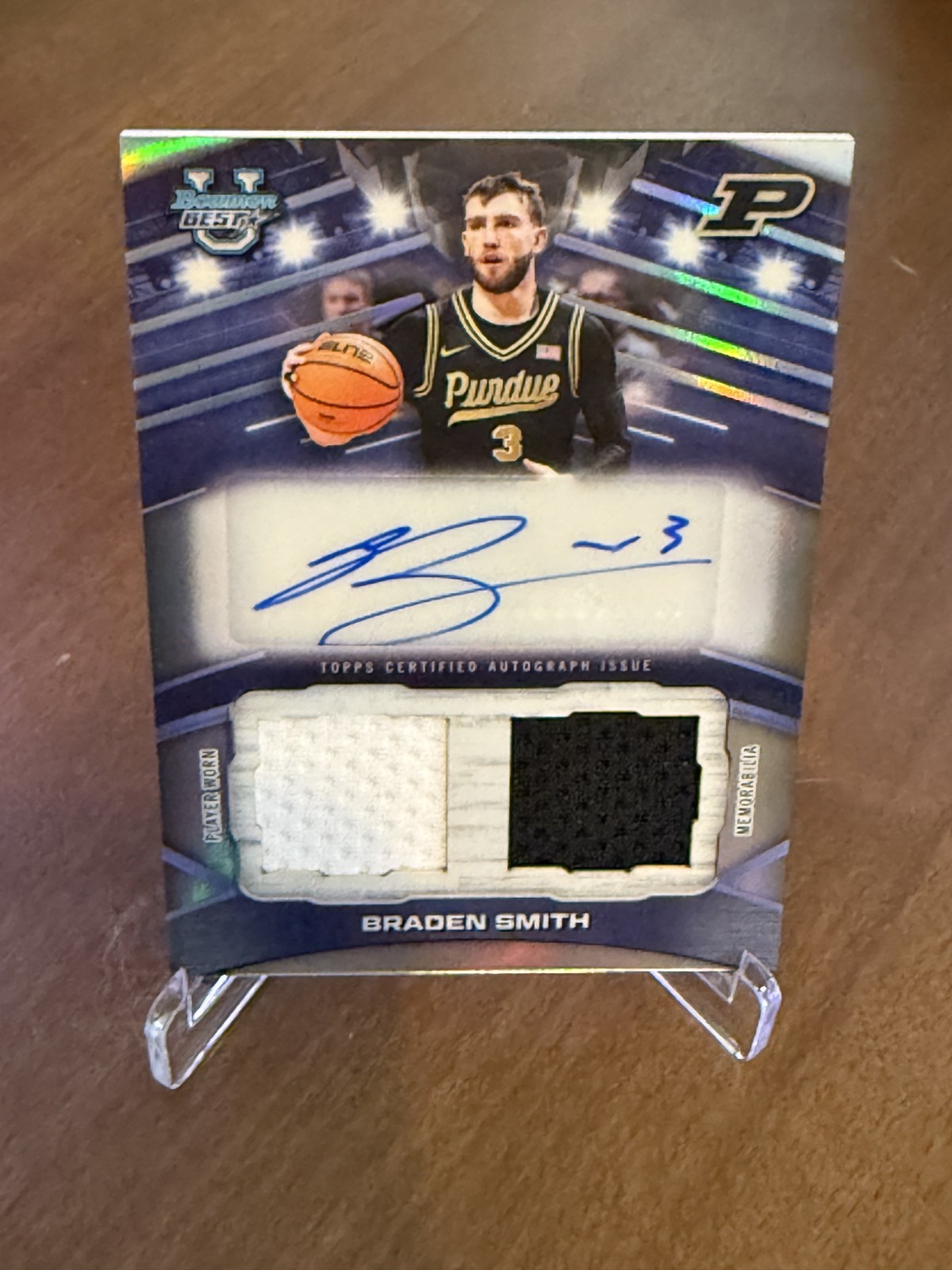 2025-26 Bowman Best U Braden Smith Prospect Dual relic Auto Autograph #PDA-BM