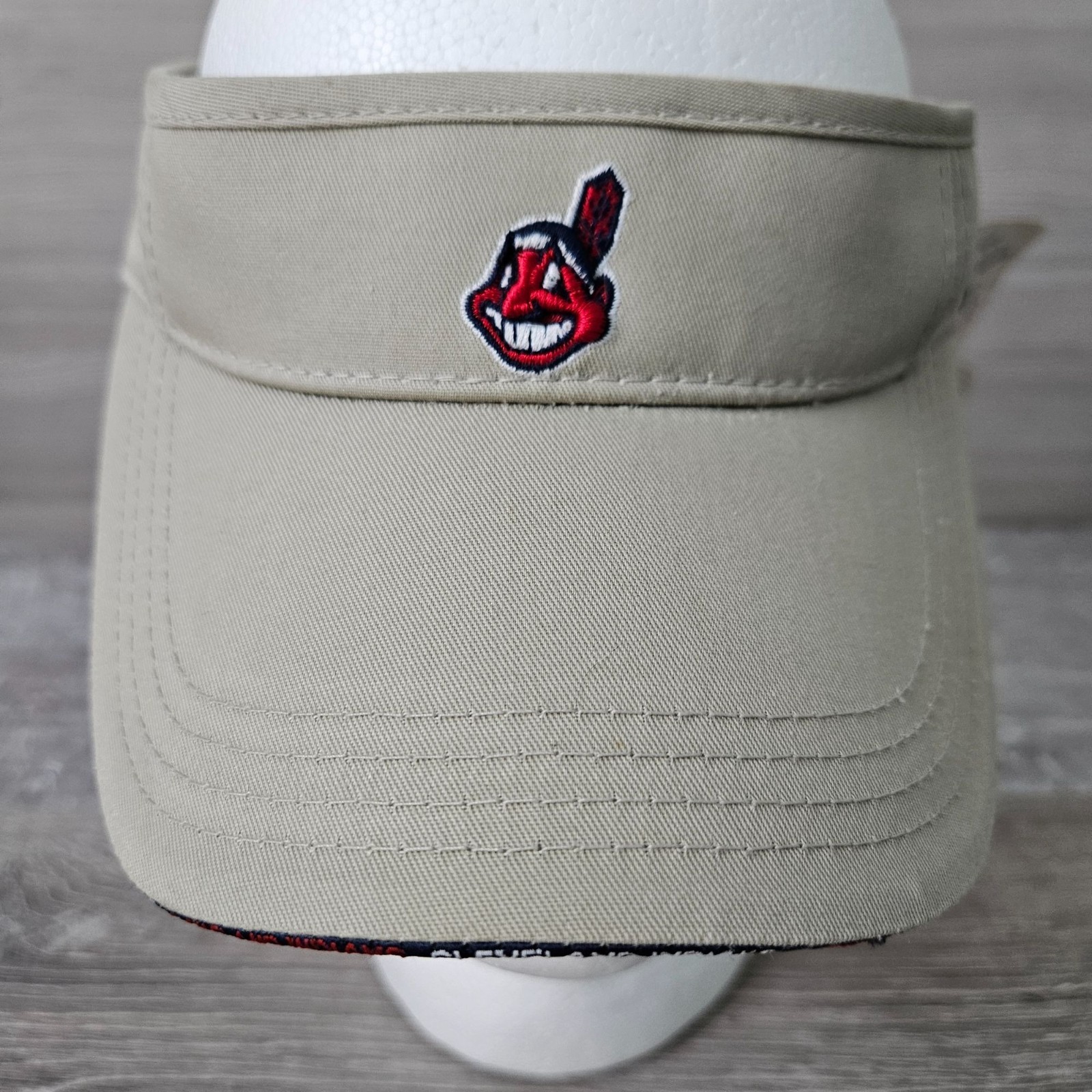 Cleveland Indians Vintage ANNCO Chief Wahoo Logo Tan Adjustable Sun Visor Hat