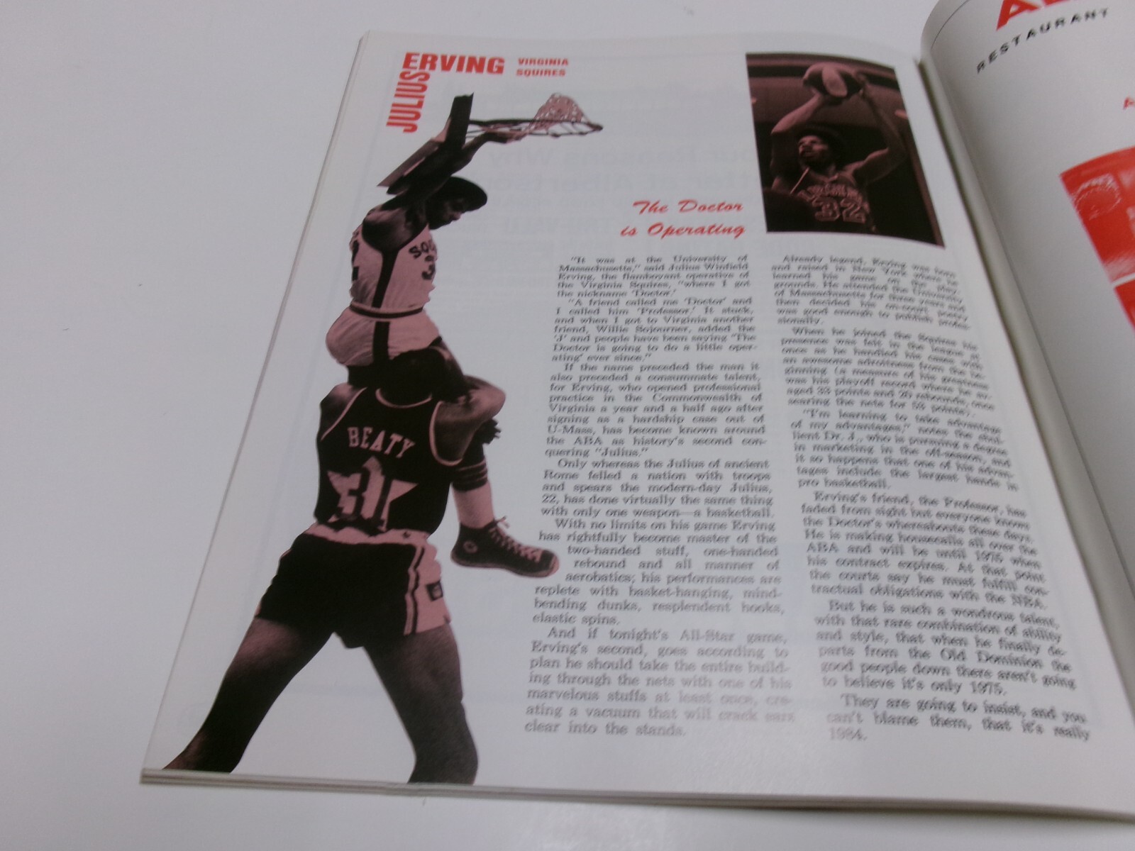 1972-73 ABA All Star Game Program-6th Annual Game-JULIUS ERVING 2ND AS/DAN ISSEL