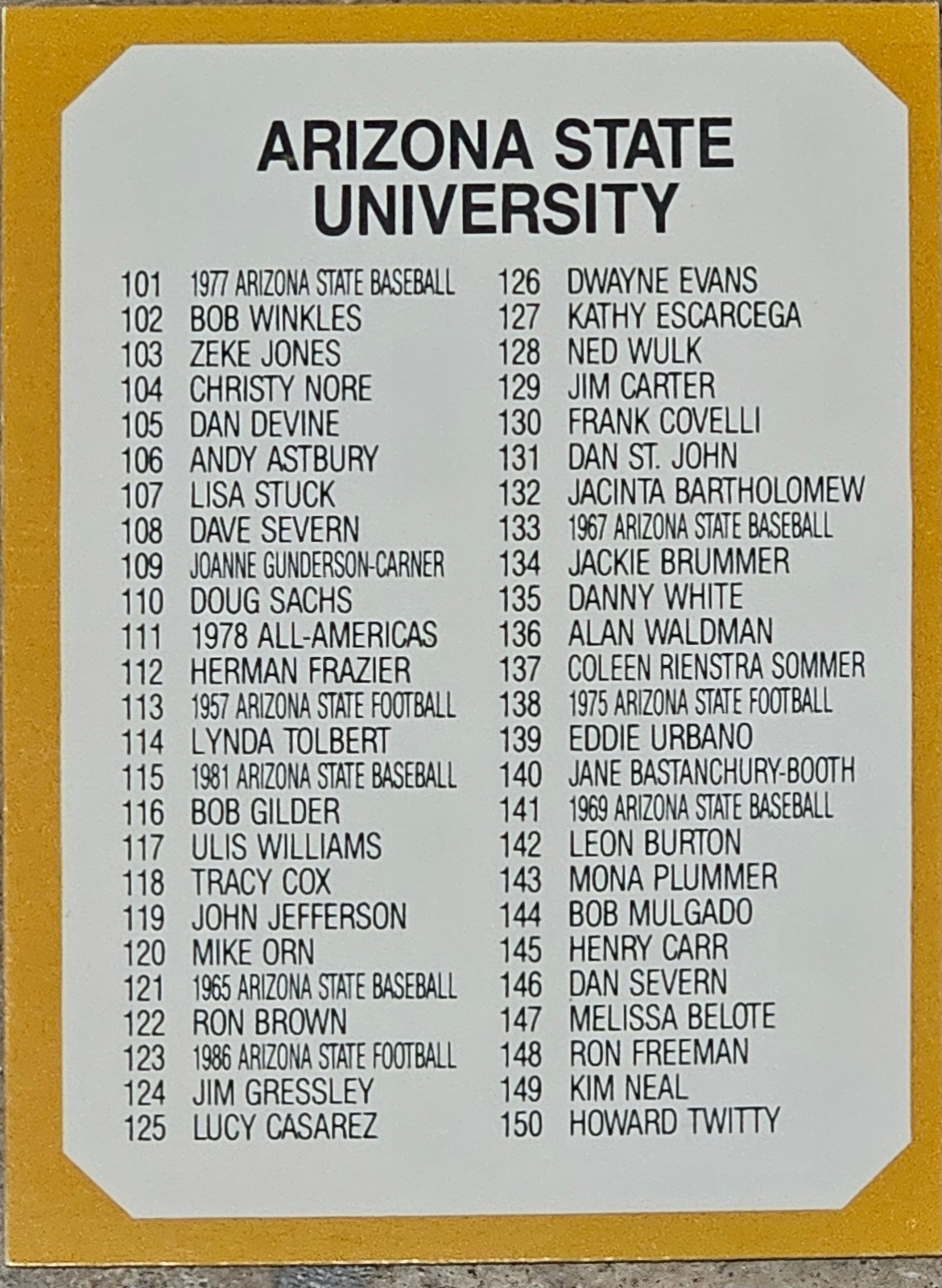 U PICK! ARIZONA STATE UNIVERSITY TRADING CARDS – 1990 – COLLEGIATE COLLECTION