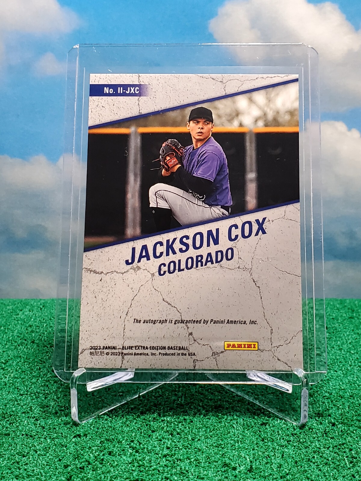 Jackson Cox 2023 Panini Elite Extra Edition Impact Impressions Auto Rockies