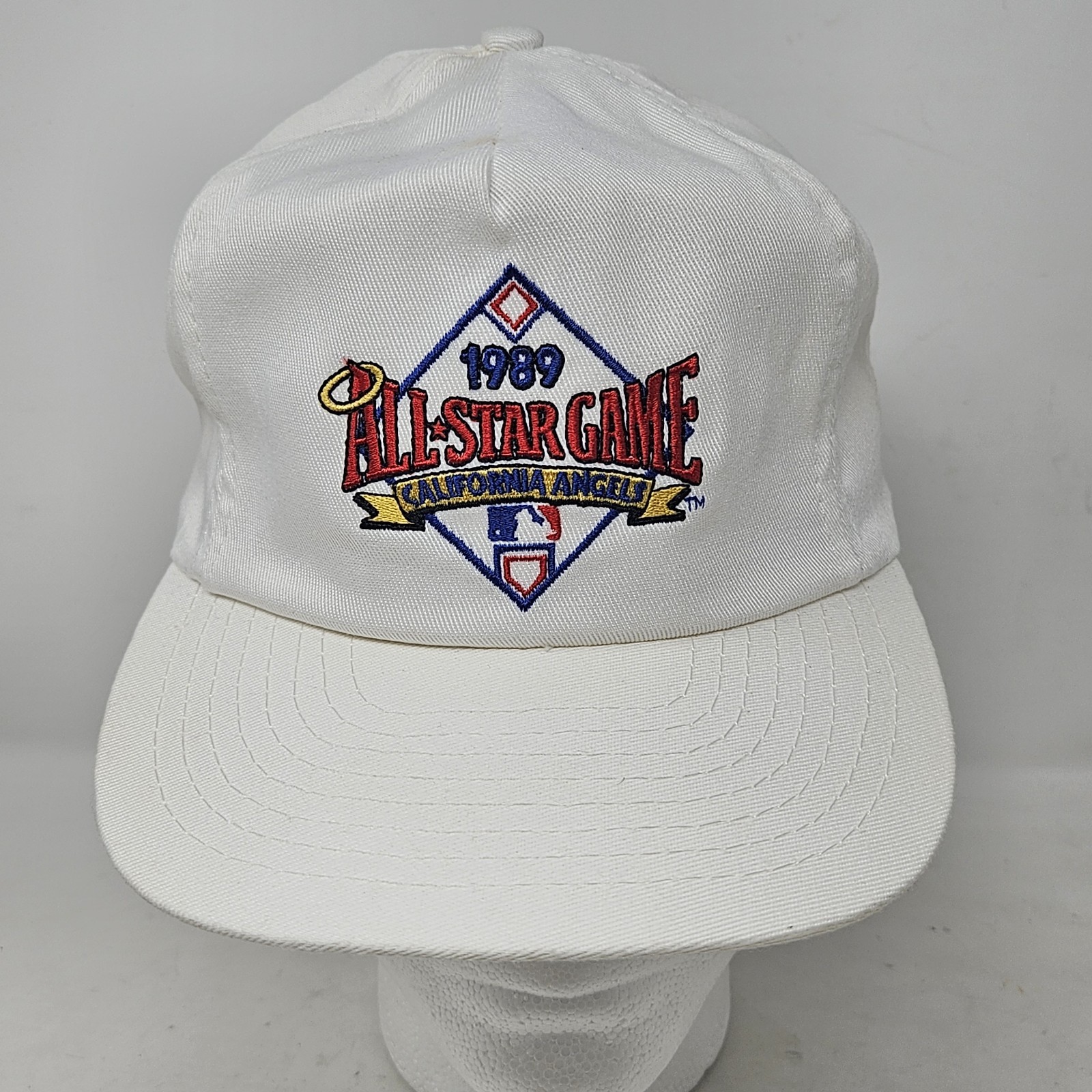 Vtg California Angels Hat Cap Snap Back One Size White 1989 All Star Game MLB