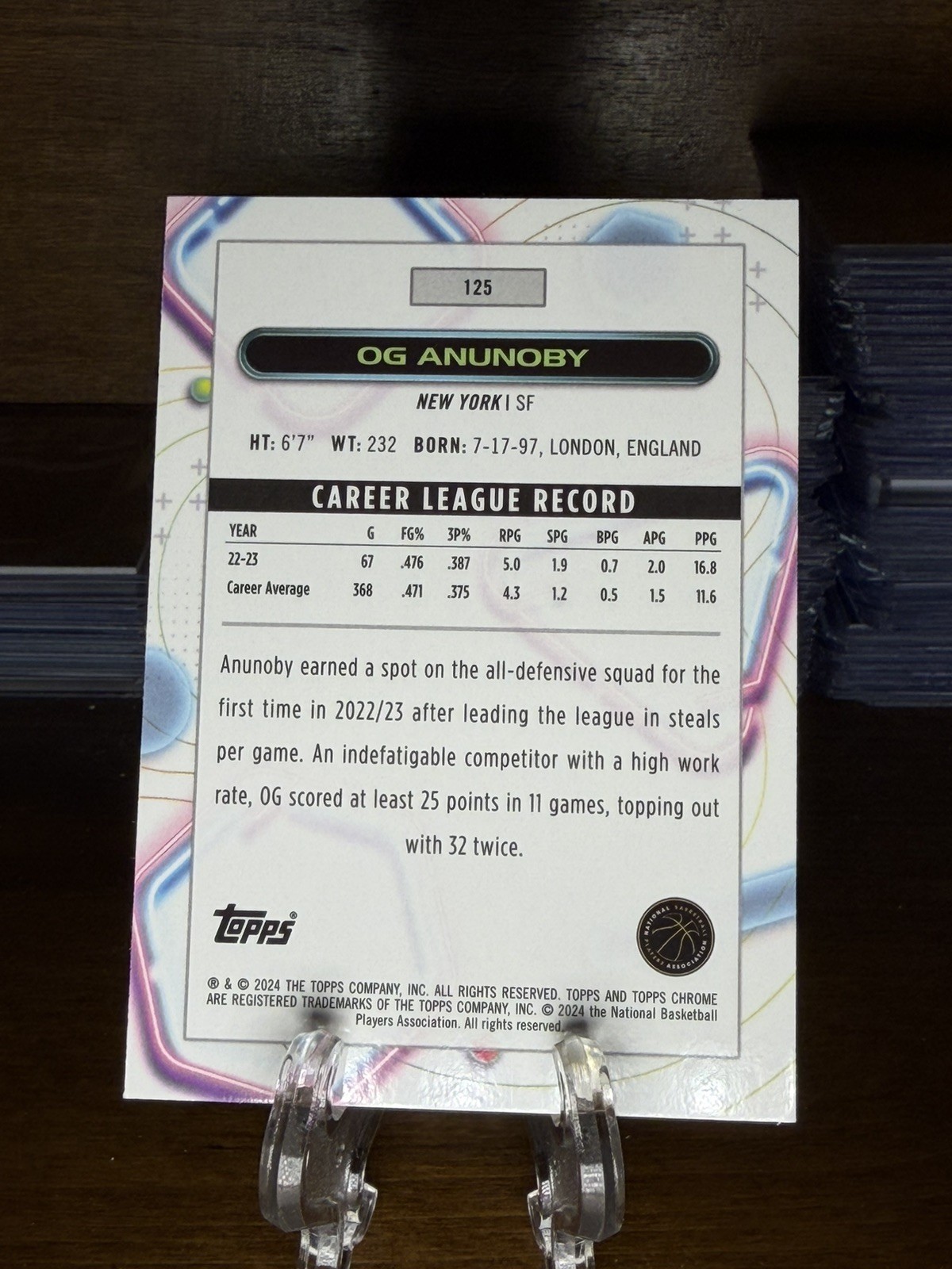 OG Anunoby 2023-24 Topps Chrome Cosmic Blue Moon /99 Knicks