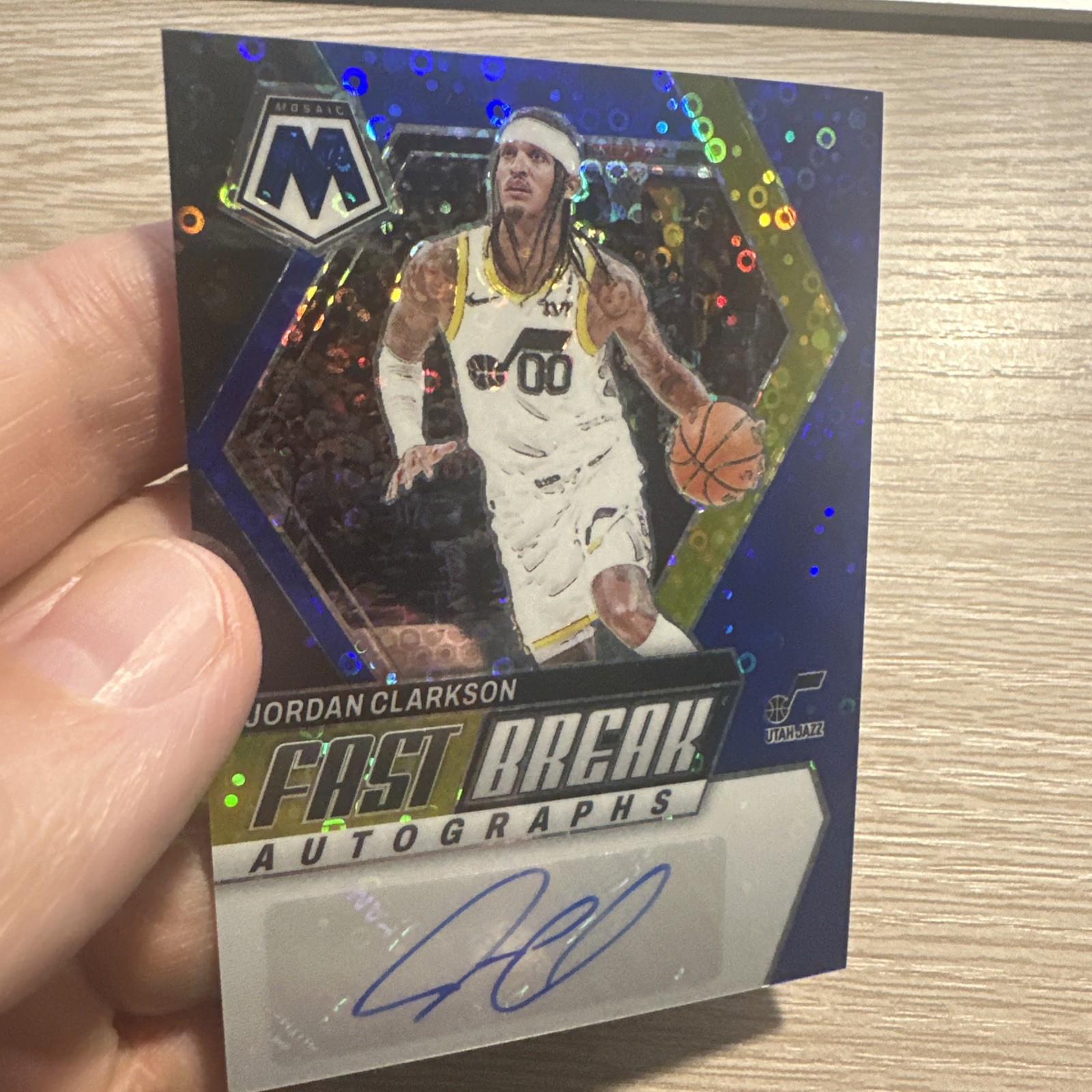Jordan Clarkson 2023-24 Panini Mosaic Auto Fast Break Disco Blue /25 KNICKS 🏆🏆