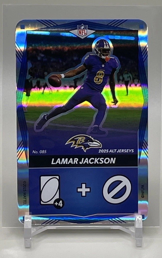 2025 Uno Elite Alt Jerseys Blue Foil #085 Lamar Jackson – Baltimore Ravens