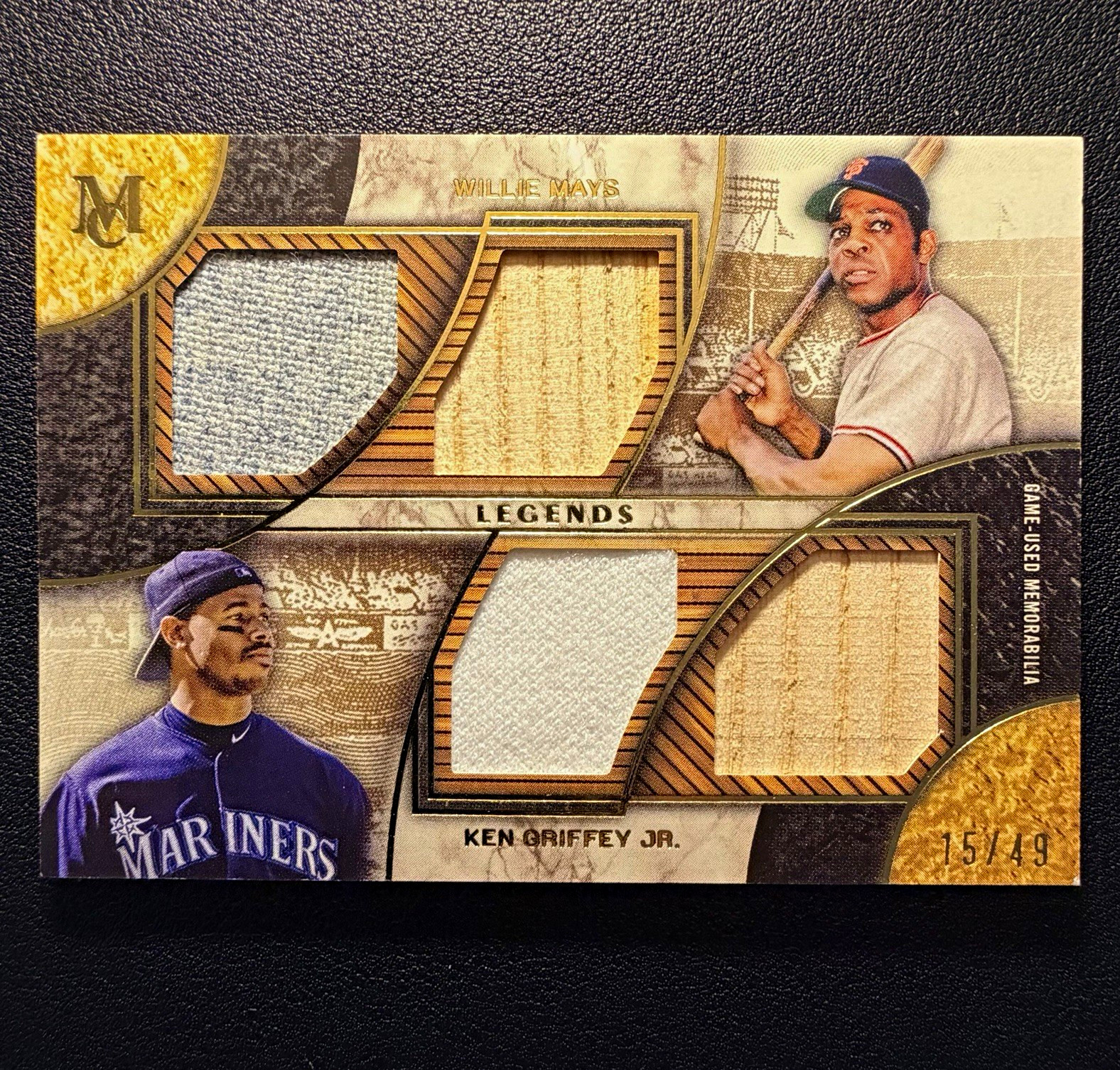 Topps 2025 Museum Collection Griffey Jr/Mays Quad Relics Gold #DPQRL-MG /49
