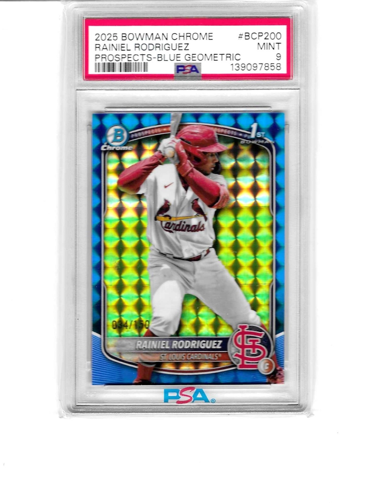 2025 Rainiel Rodriguez 1st Bowman Chrome Blue Geometric /150 #BCP200 PSA 9