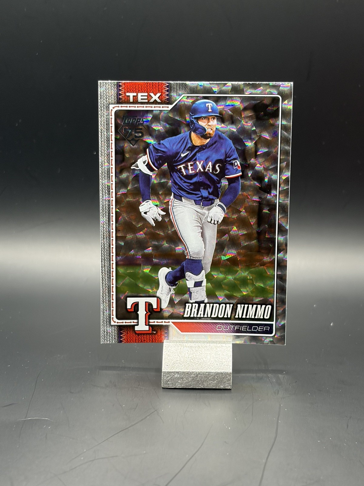 2026 Topps Series 2 – Brandon Nimmo Silver Crackle Foil #470 Rangers