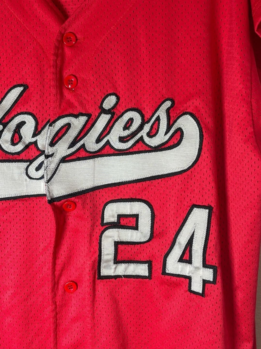 Pop Tops Hogies 24 Red Mesh Baseball Jersey