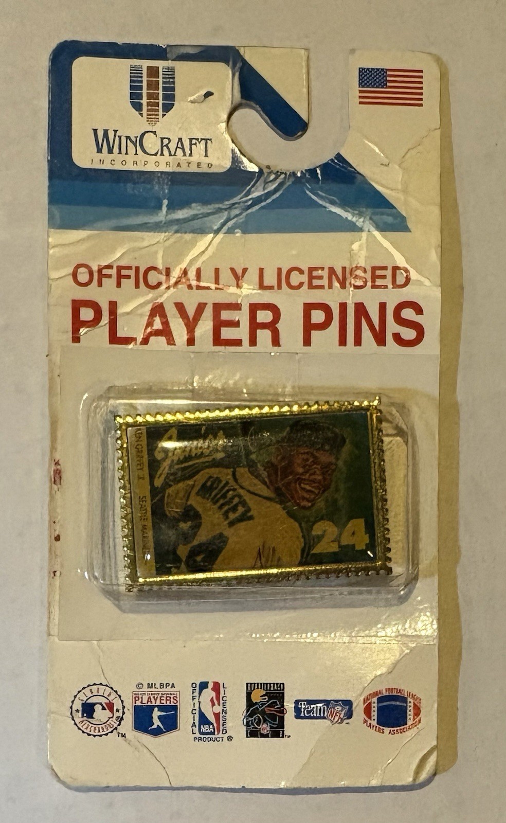 VINTAGE 1990s Factory Sealed Ken Griffey Jr. Stamp Pin Wincraft MLBPA Licensed