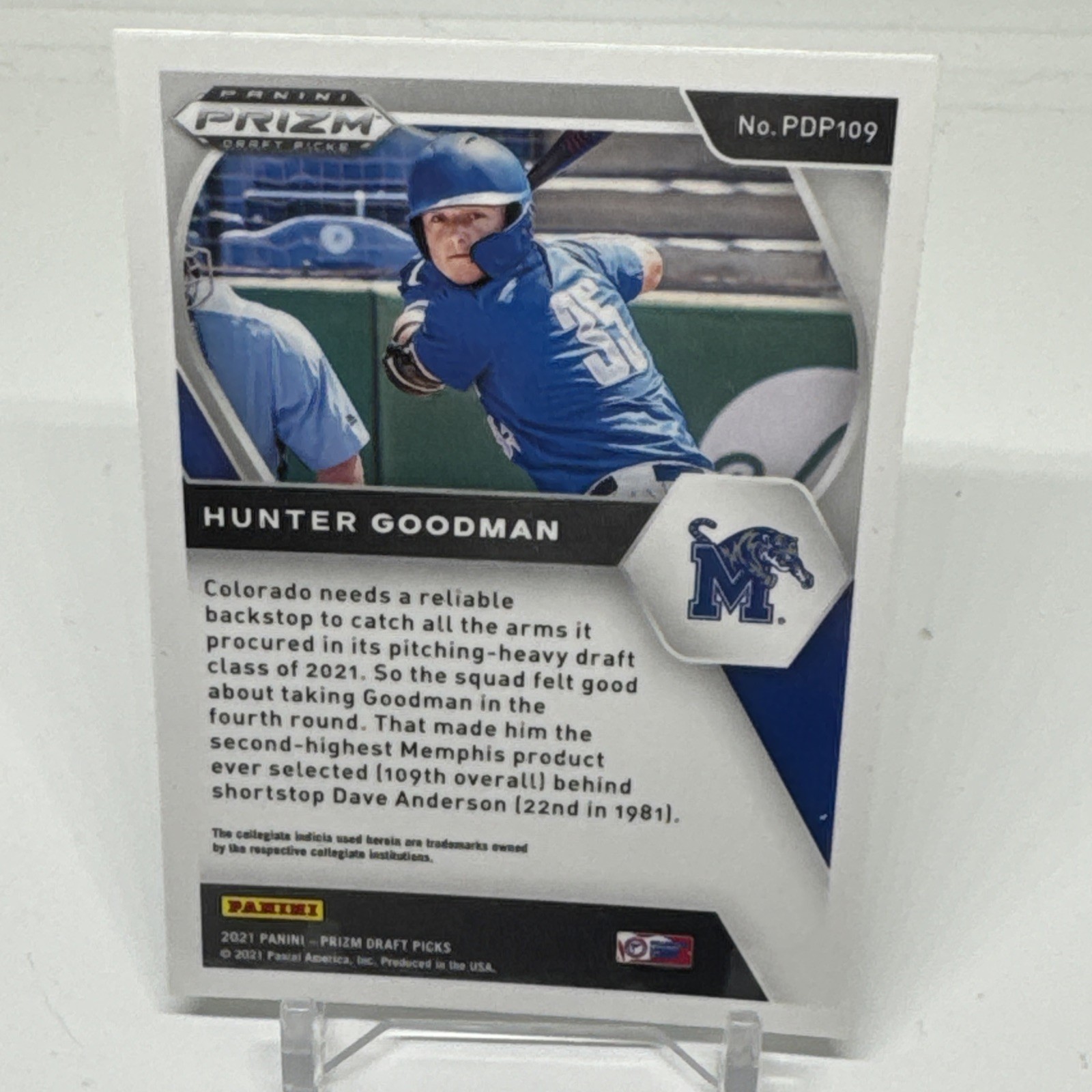 Hunter Goodman 2021 Panini Prizm Signed Auto PDP109 Colorado Rockies