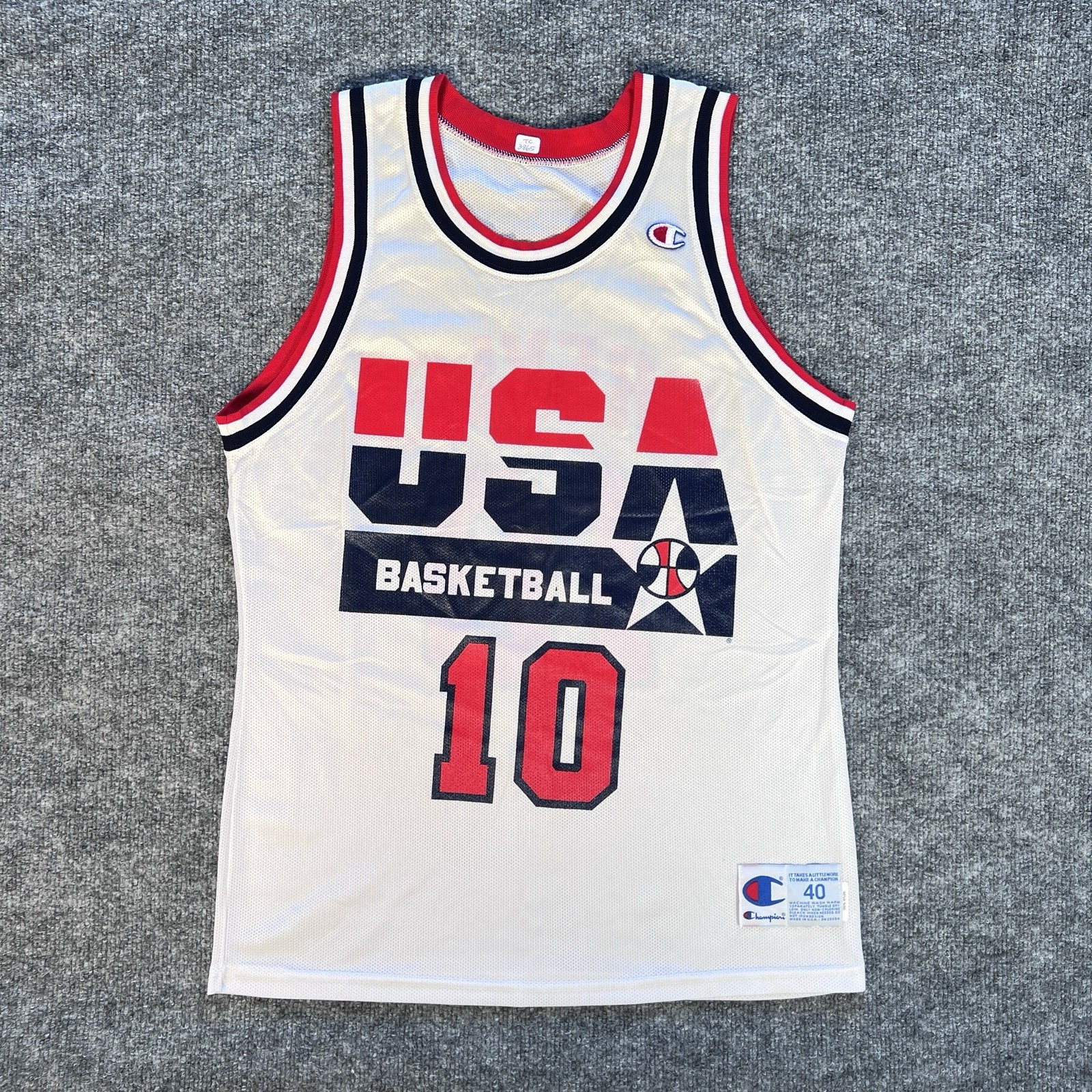 VTG 1992 Champion Clyde Drexler Dream Team USA #10 Olympic Jersey Men 40 NBA
