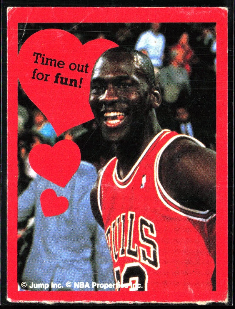 1990 Jump Inc Time Out for Fun Valentines Card Michael Jordan, Hand Cut, HOF