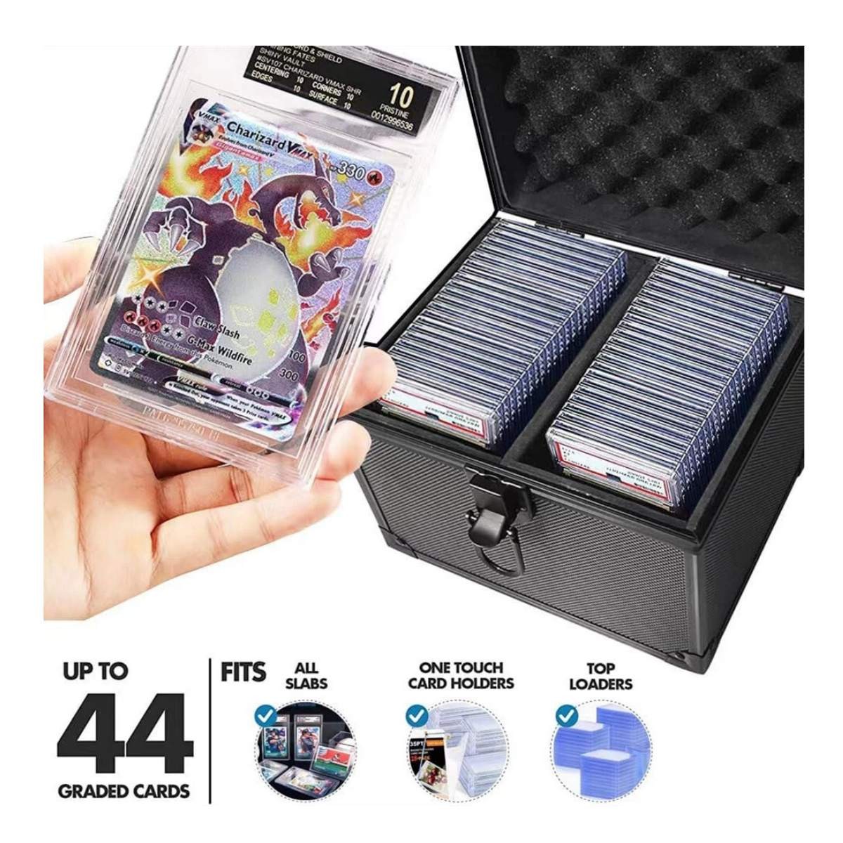 2 Slot Graded Card Case Storage Box for 40+ PSA Slabs ,Card Holders, Toploaders
