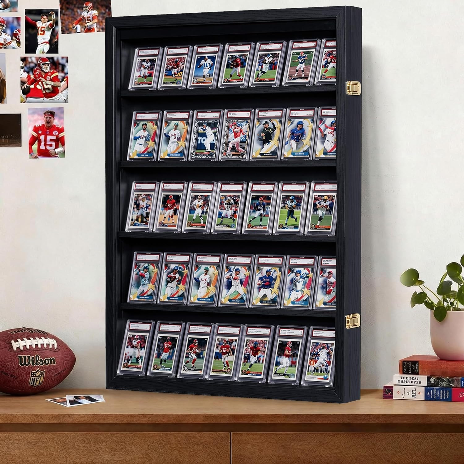 35 Baseball Card Display Case – Graded Sports Card Frame with 98% UV Protection,
